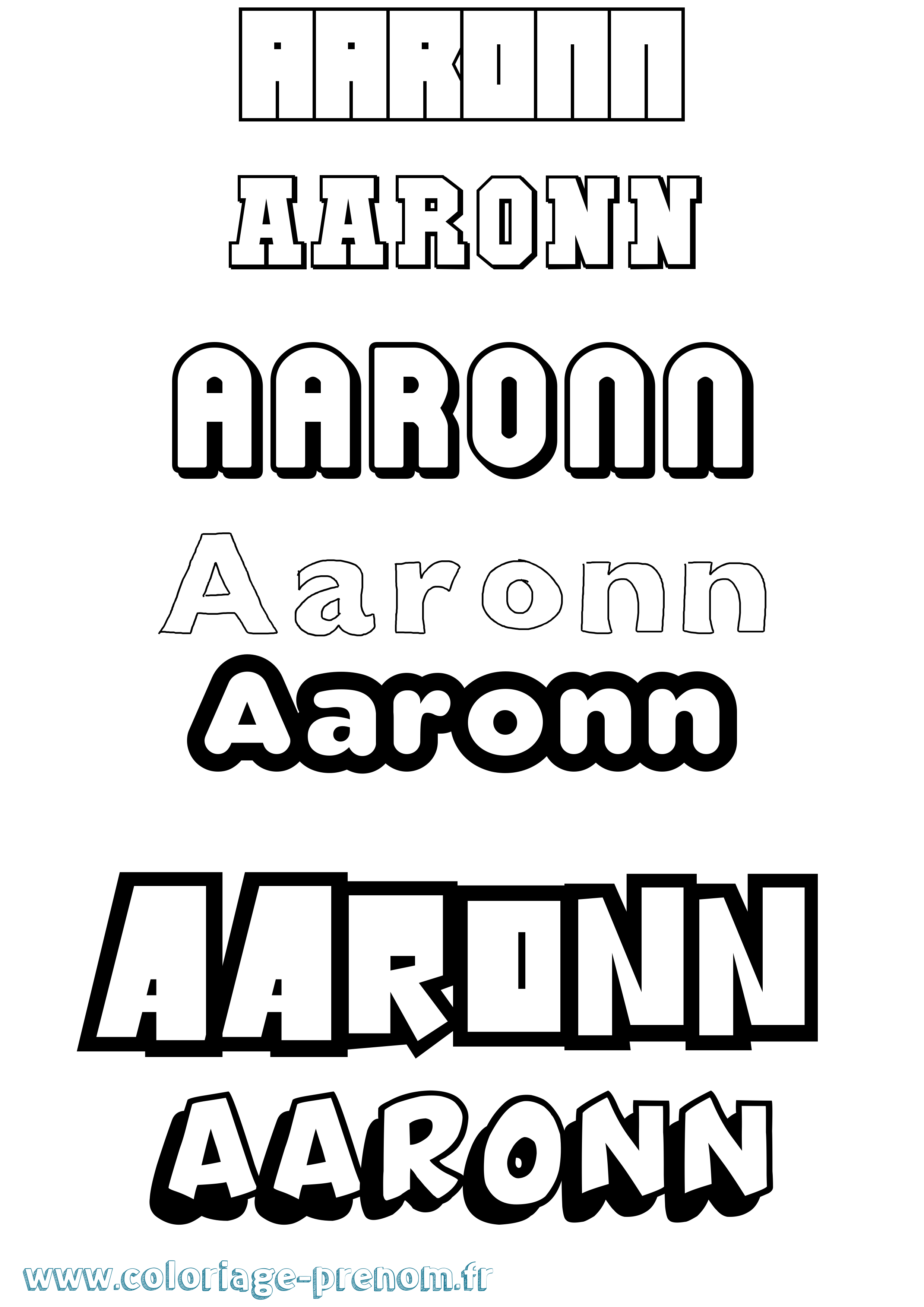 Coloriage prénom Aaronn Simple
