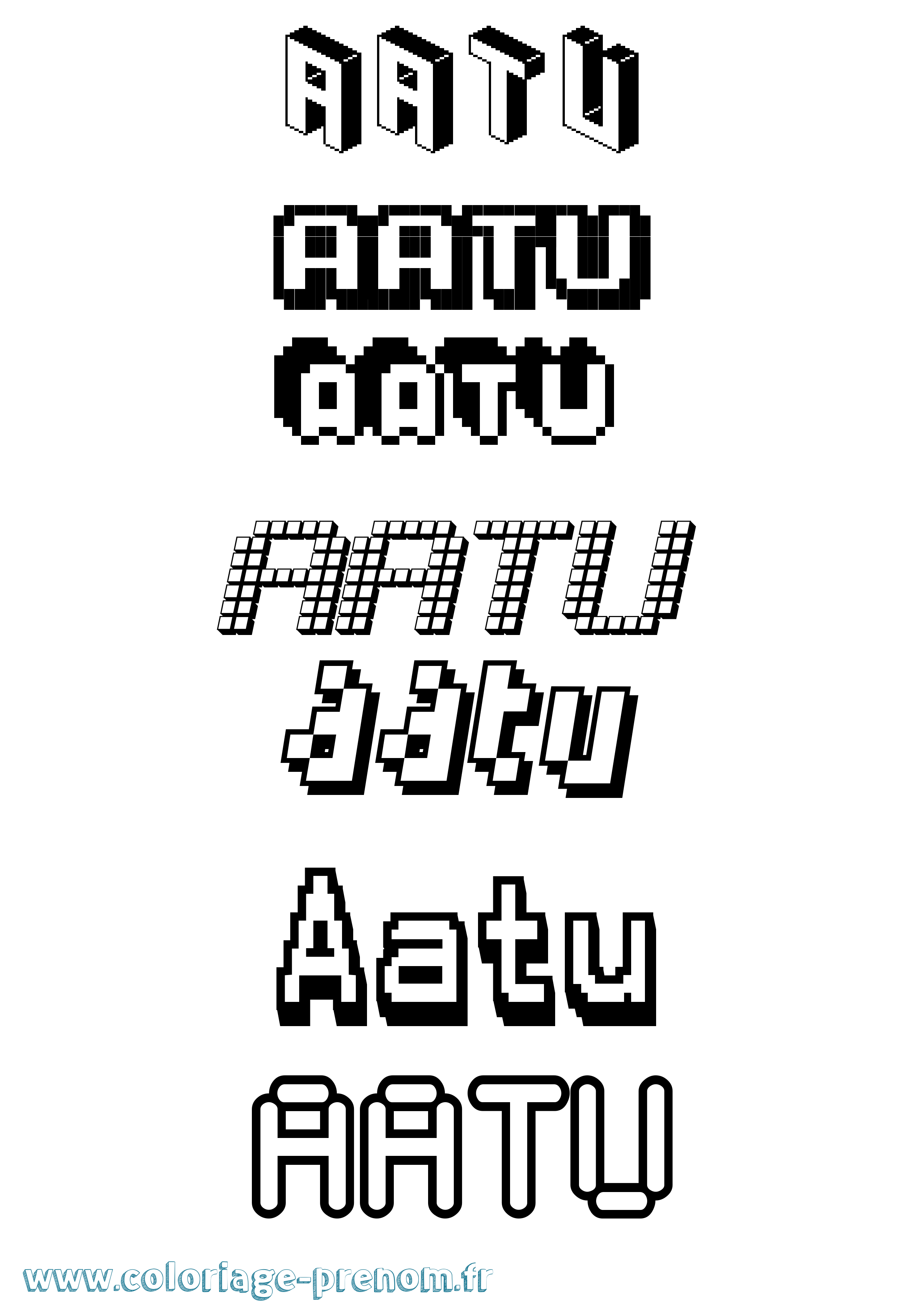 Coloriage prénom Aatu Pixel