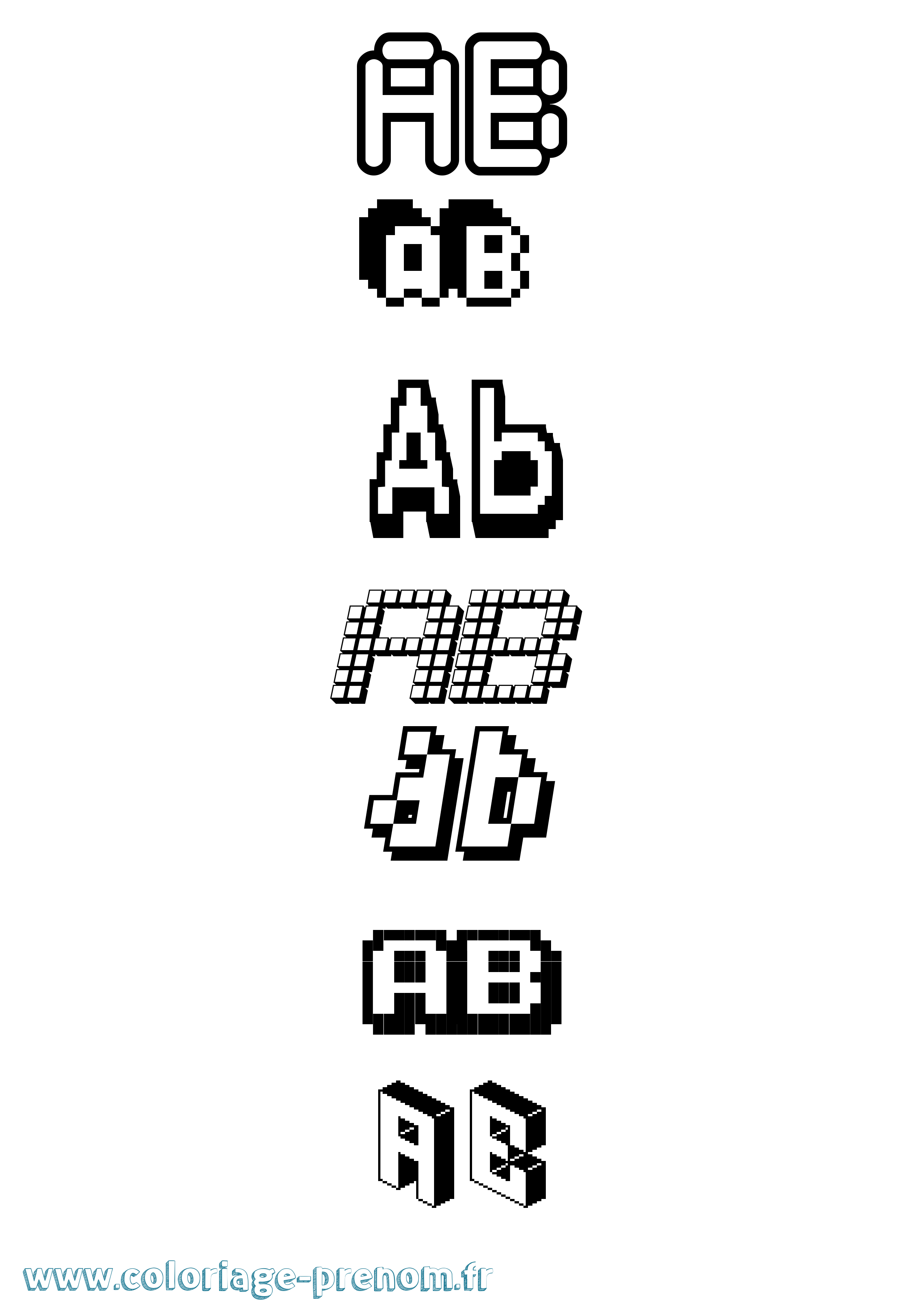 Coloriage prénom Ab Pixel