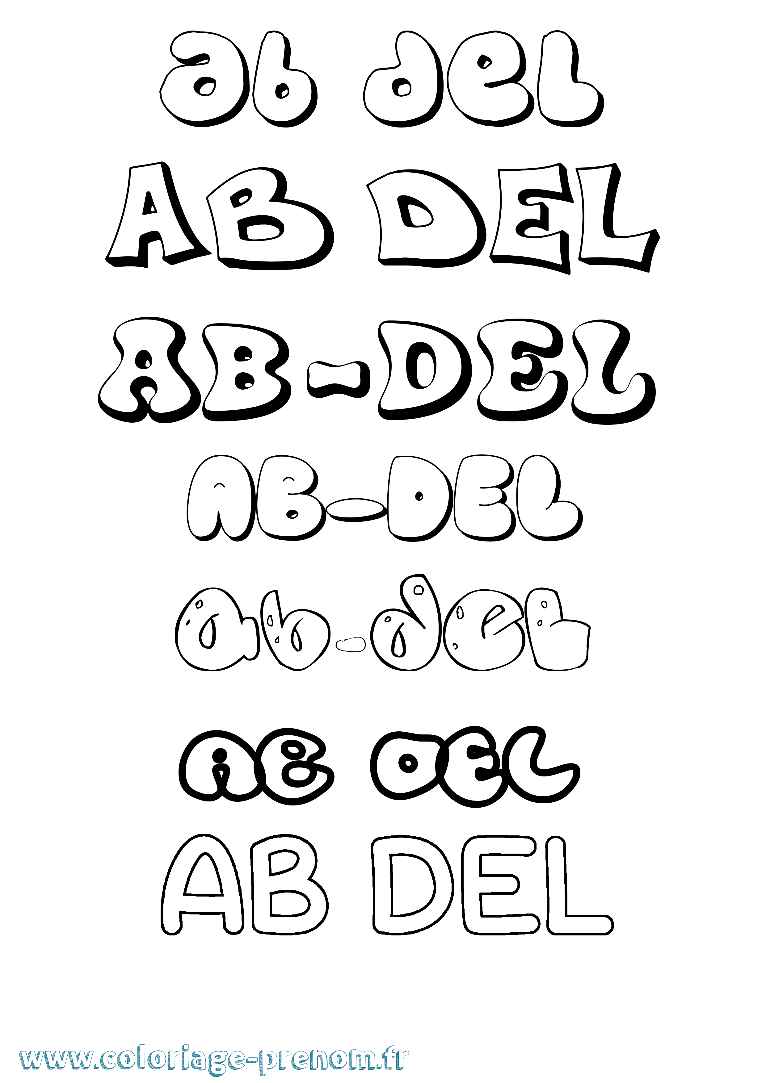 Coloriage prénom Ab-Del Bubble