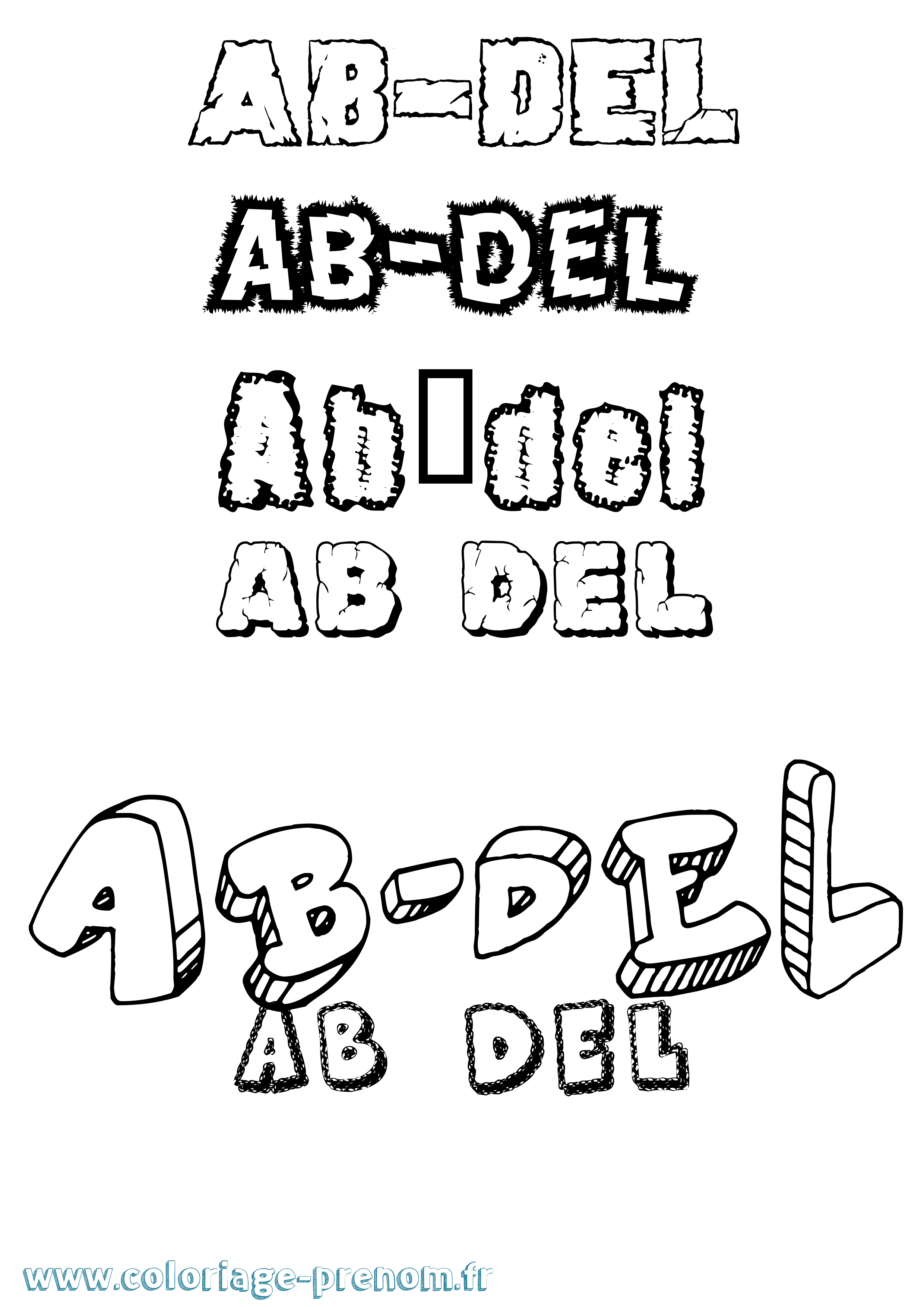 Coloriage prénom Ab-Del Destructuré