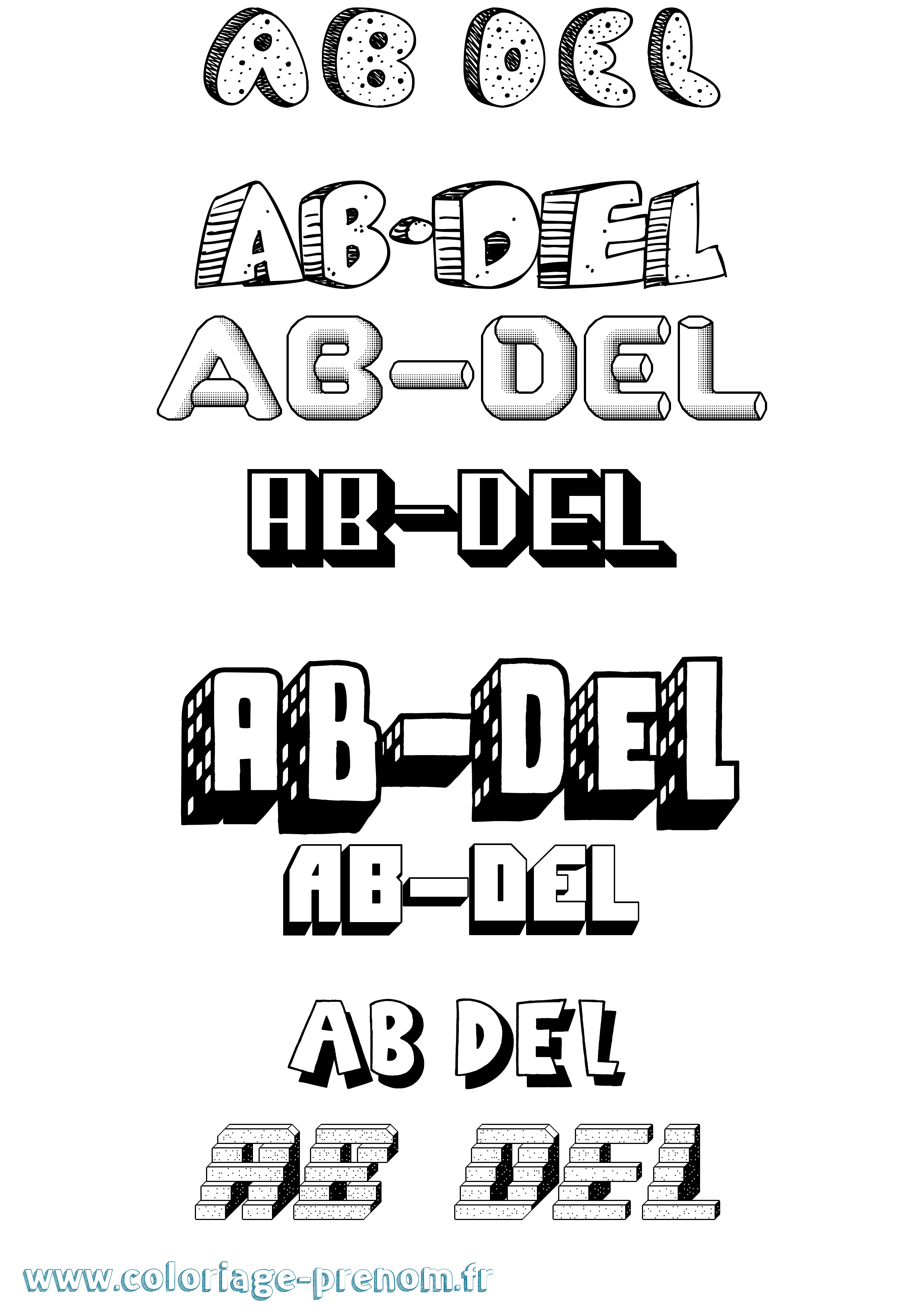 Coloriage prénom Ab-Del Effet 3D