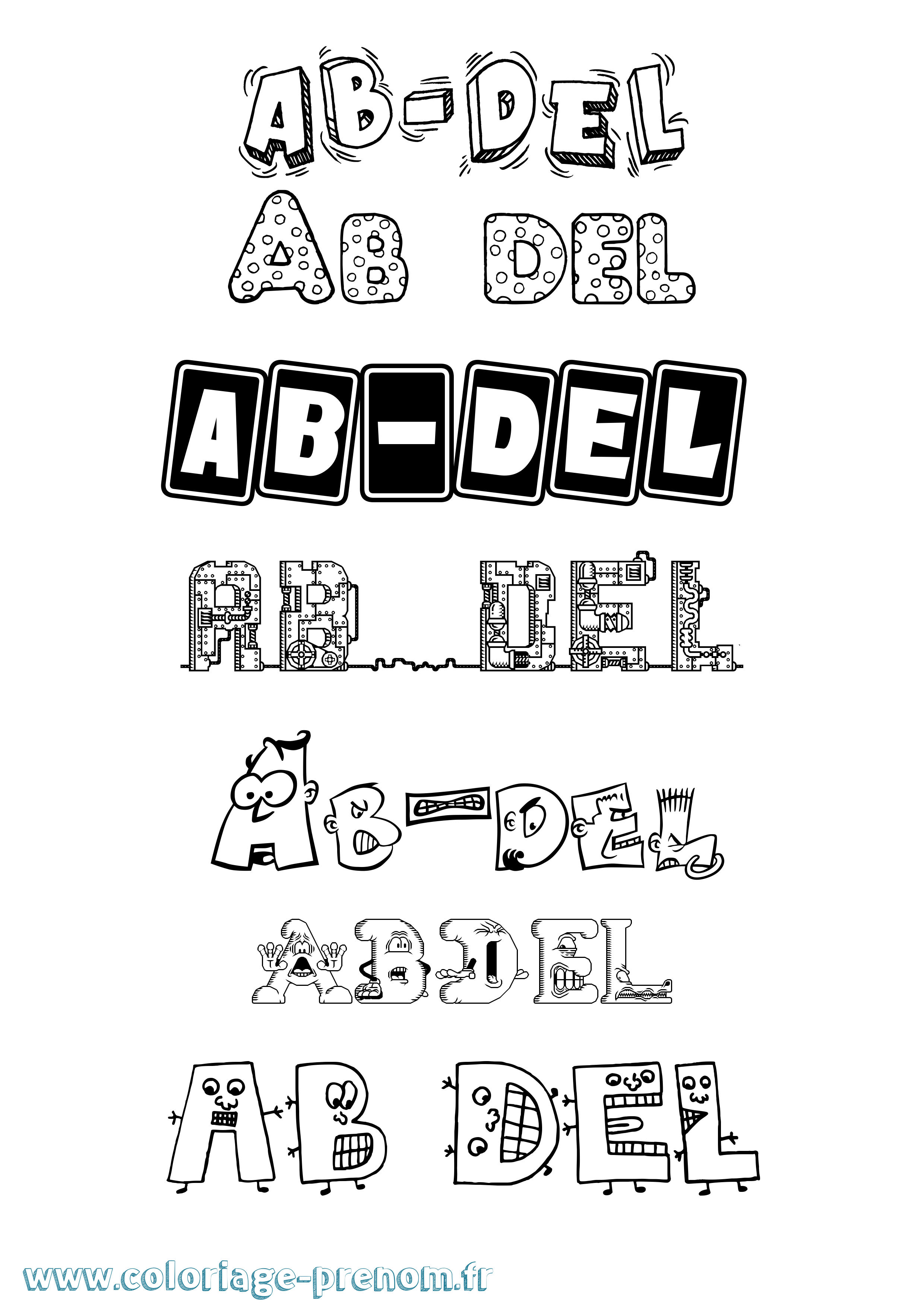 Coloriage prénom Ab-Del Fun
