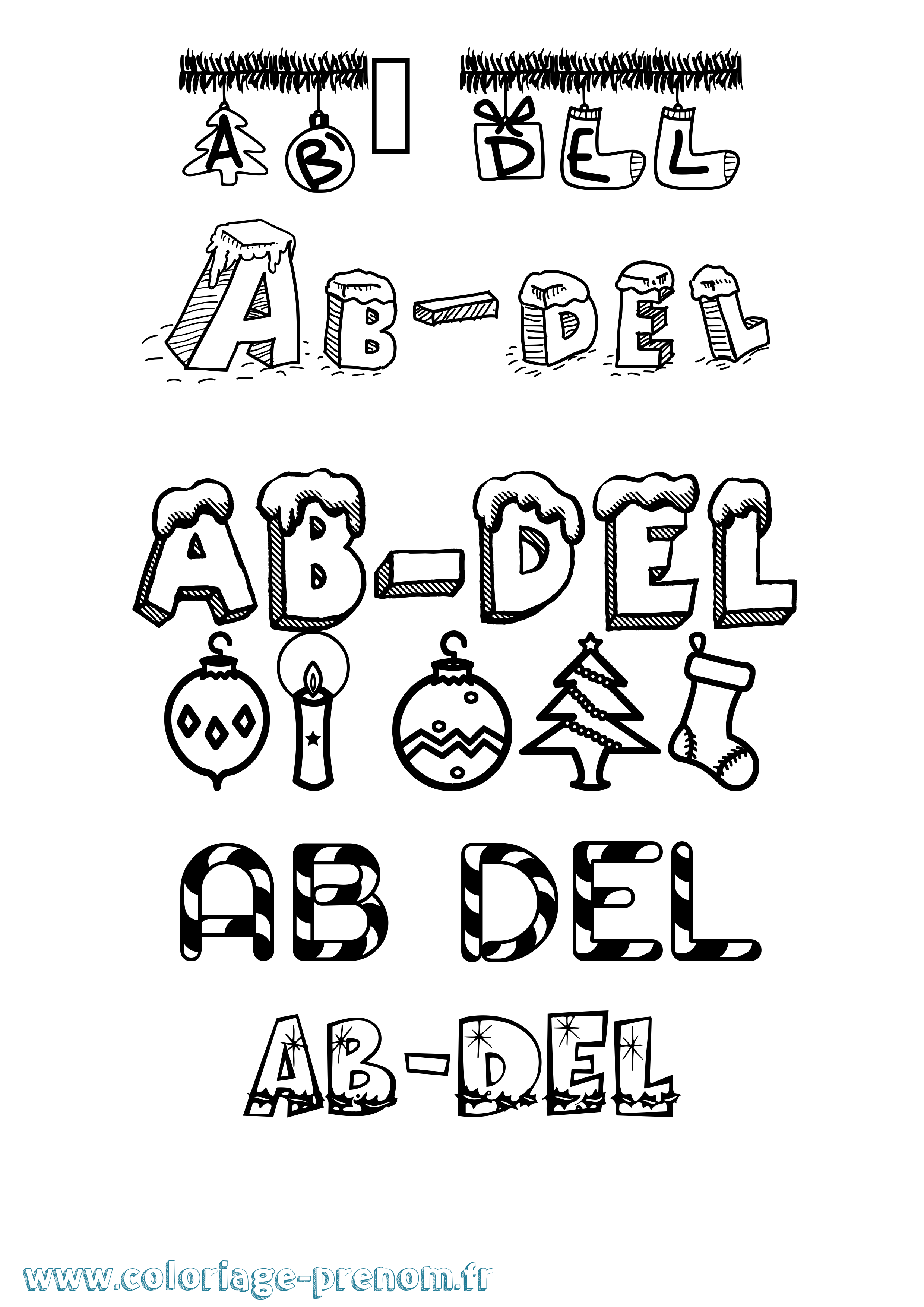 Coloriage prénom Ab-Del Noël