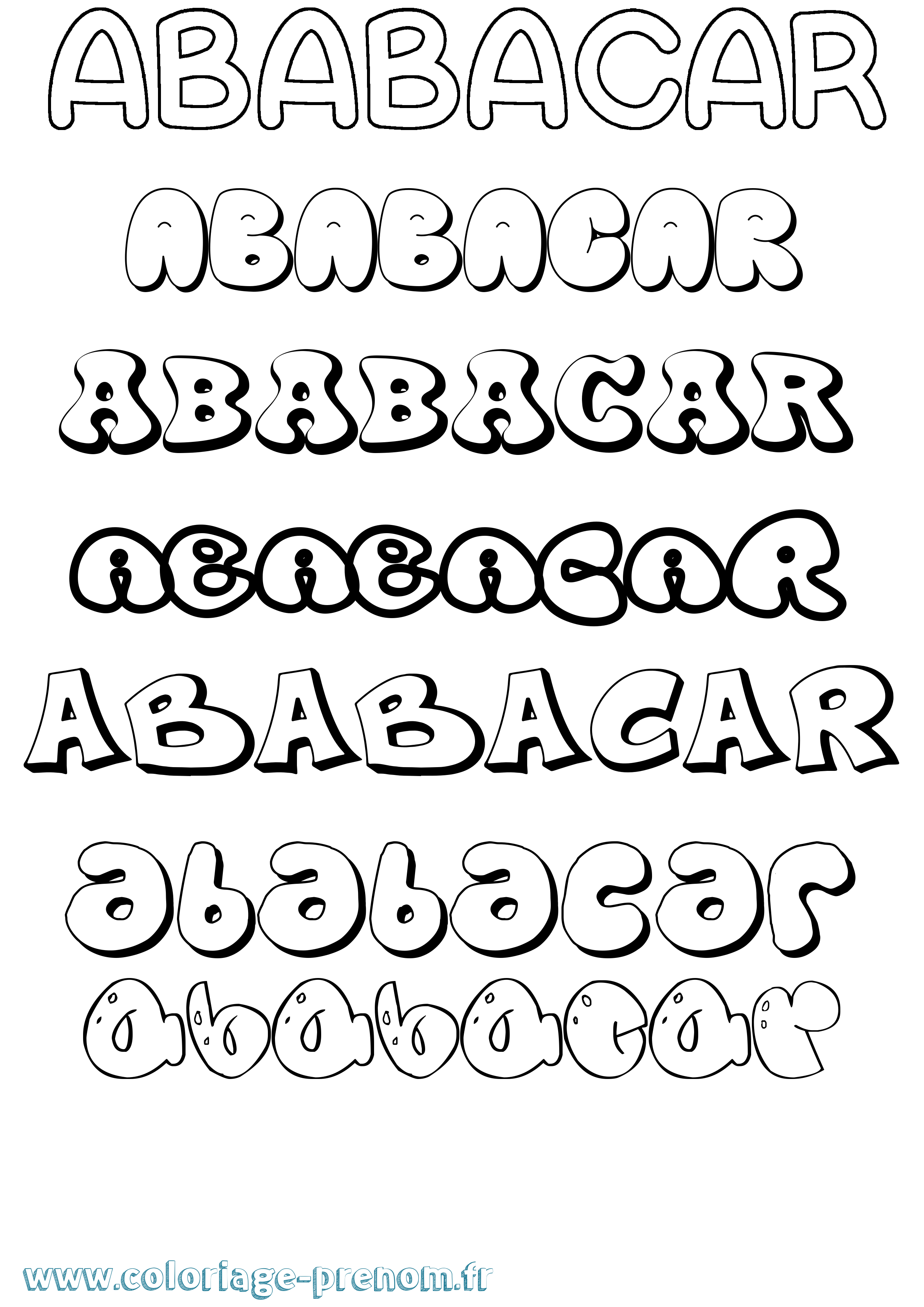 Coloriage prénom Ababacar Bubble