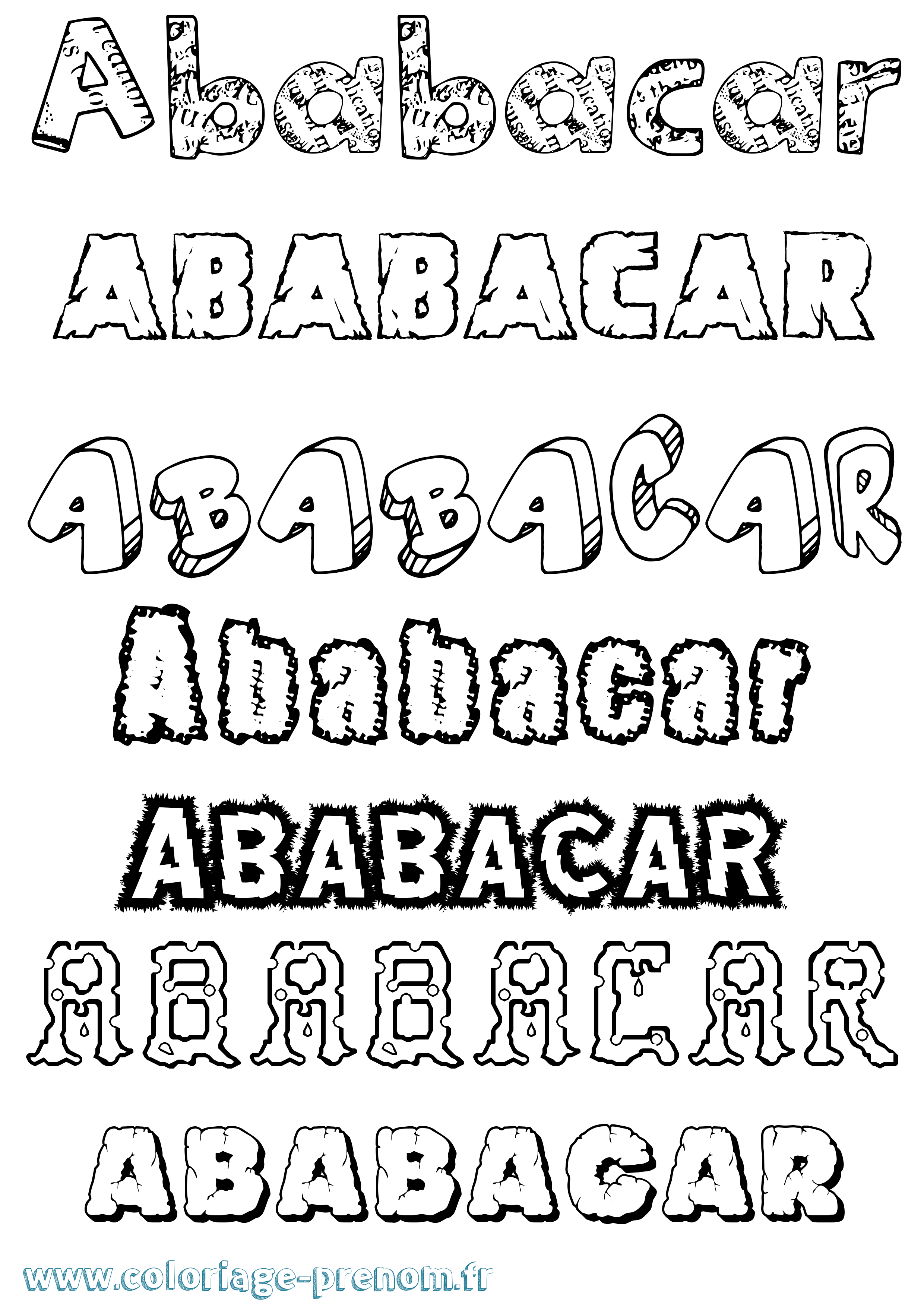 Coloriage prénom Ababacar Destructuré