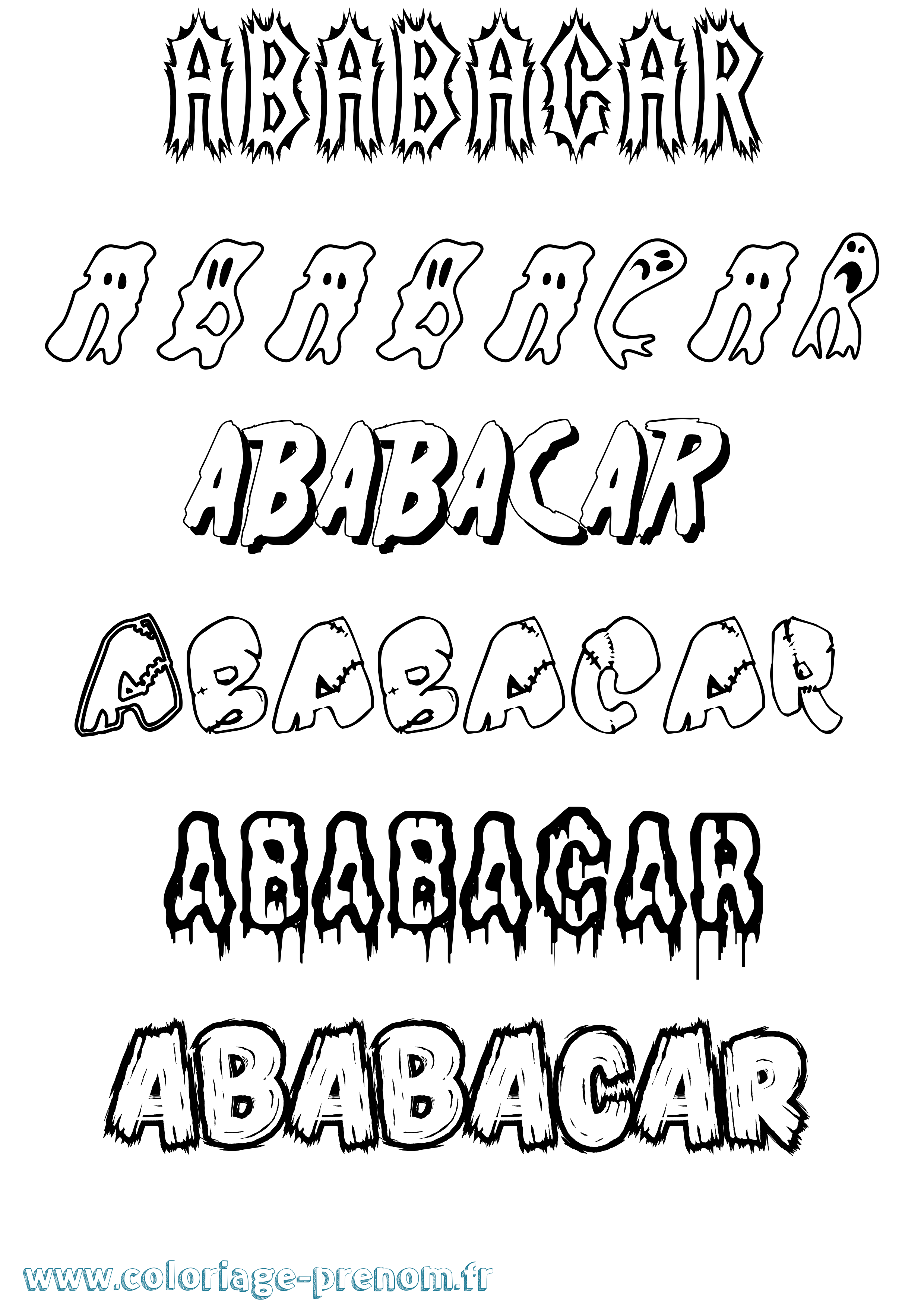 Coloriage prénom Ababacar Frisson