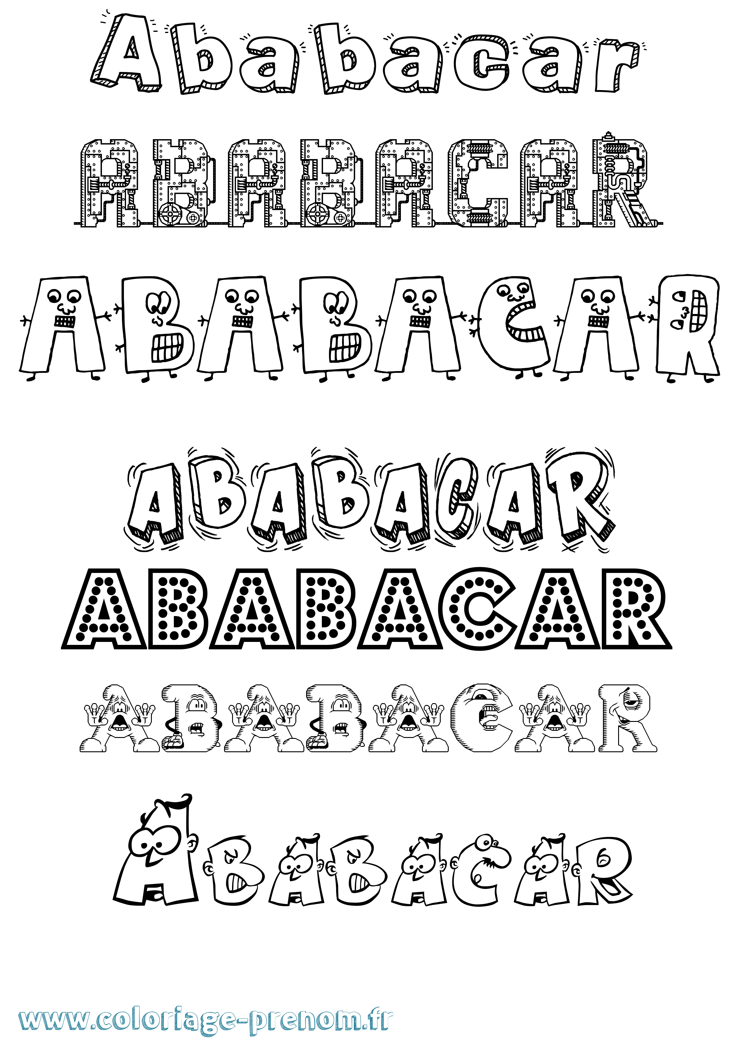 Coloriage prénom Ababacar Fun
