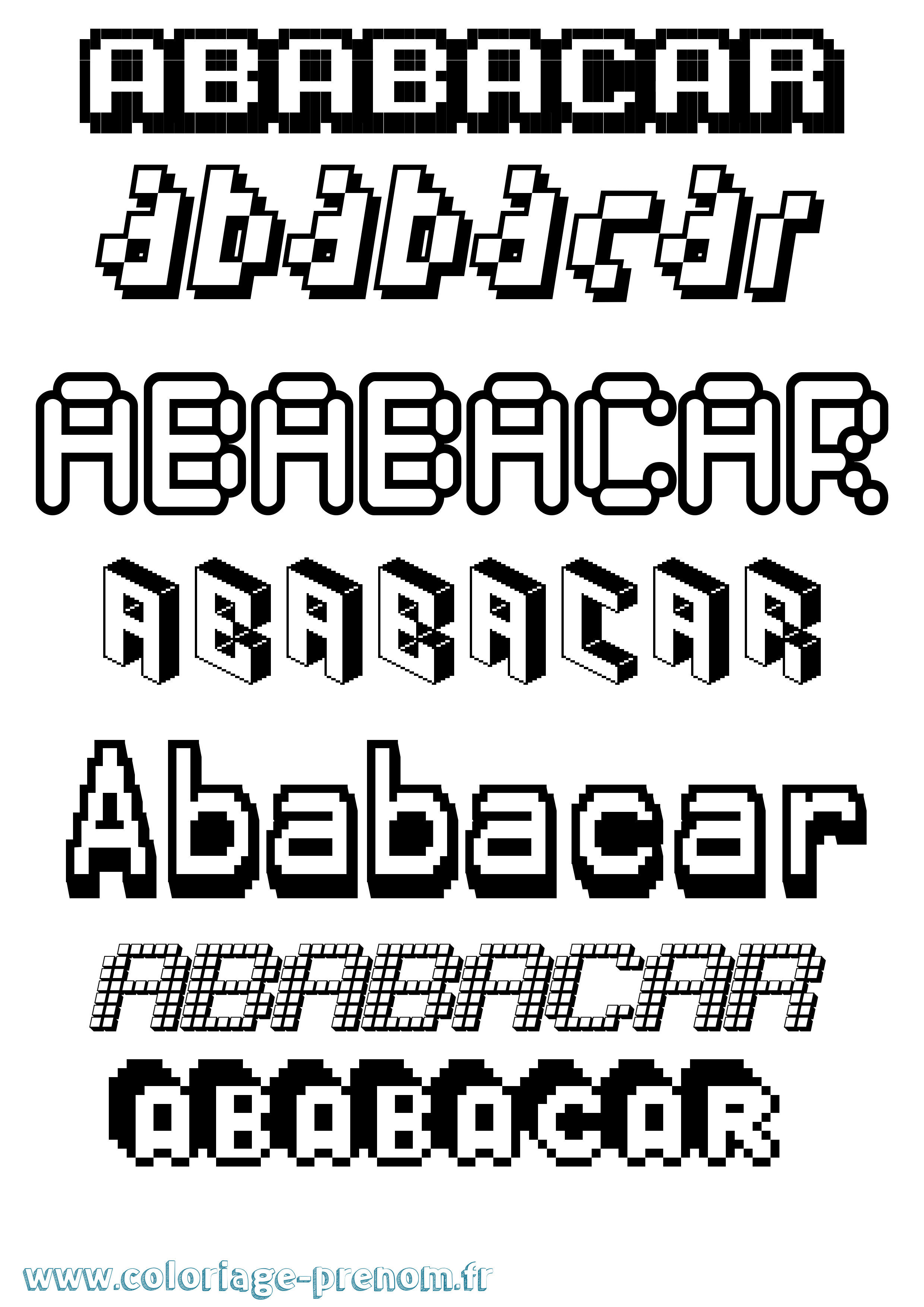 Coloriage prénom Ababacar Pixel