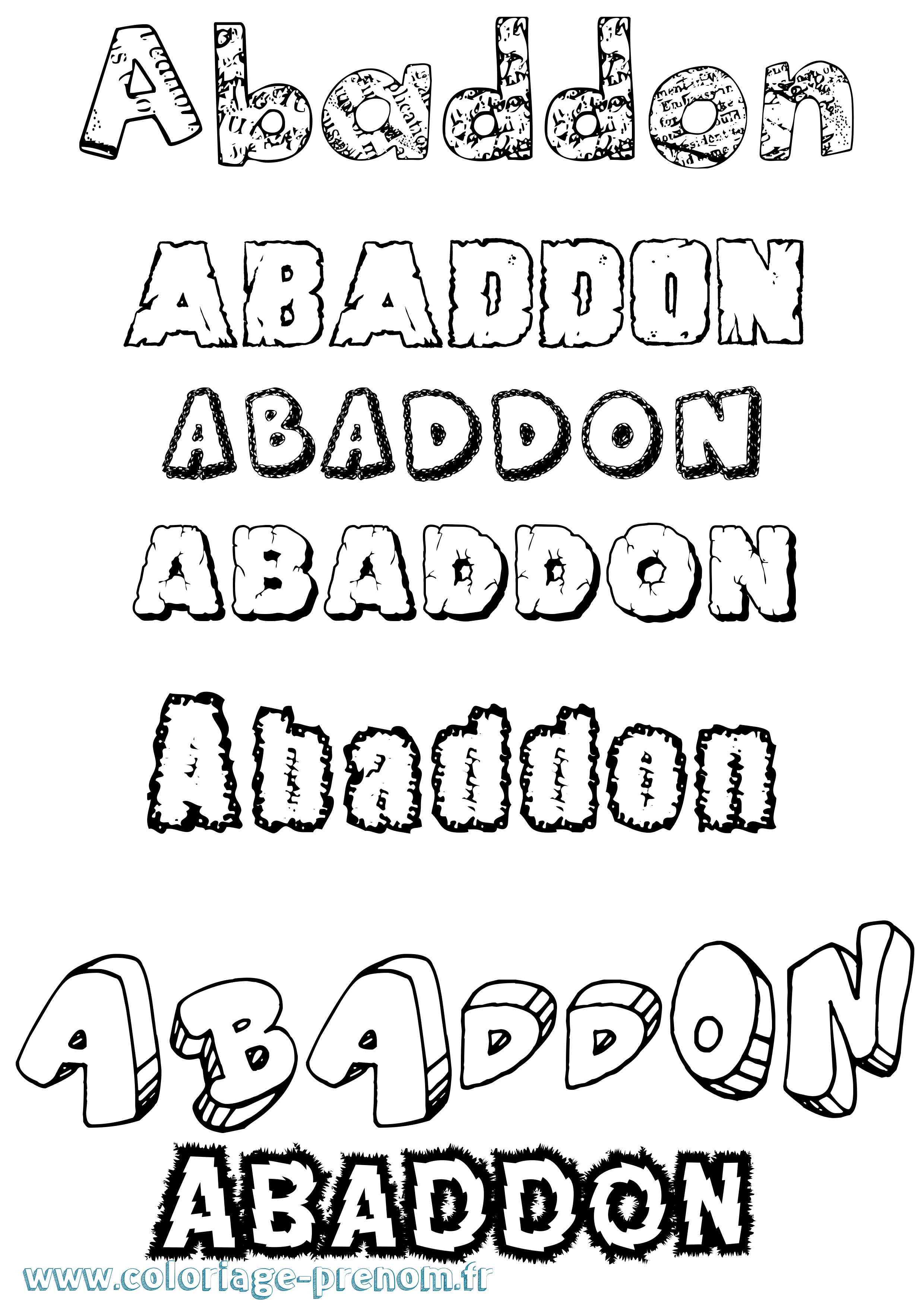 Coloriage prénom Abaddon Destructuré