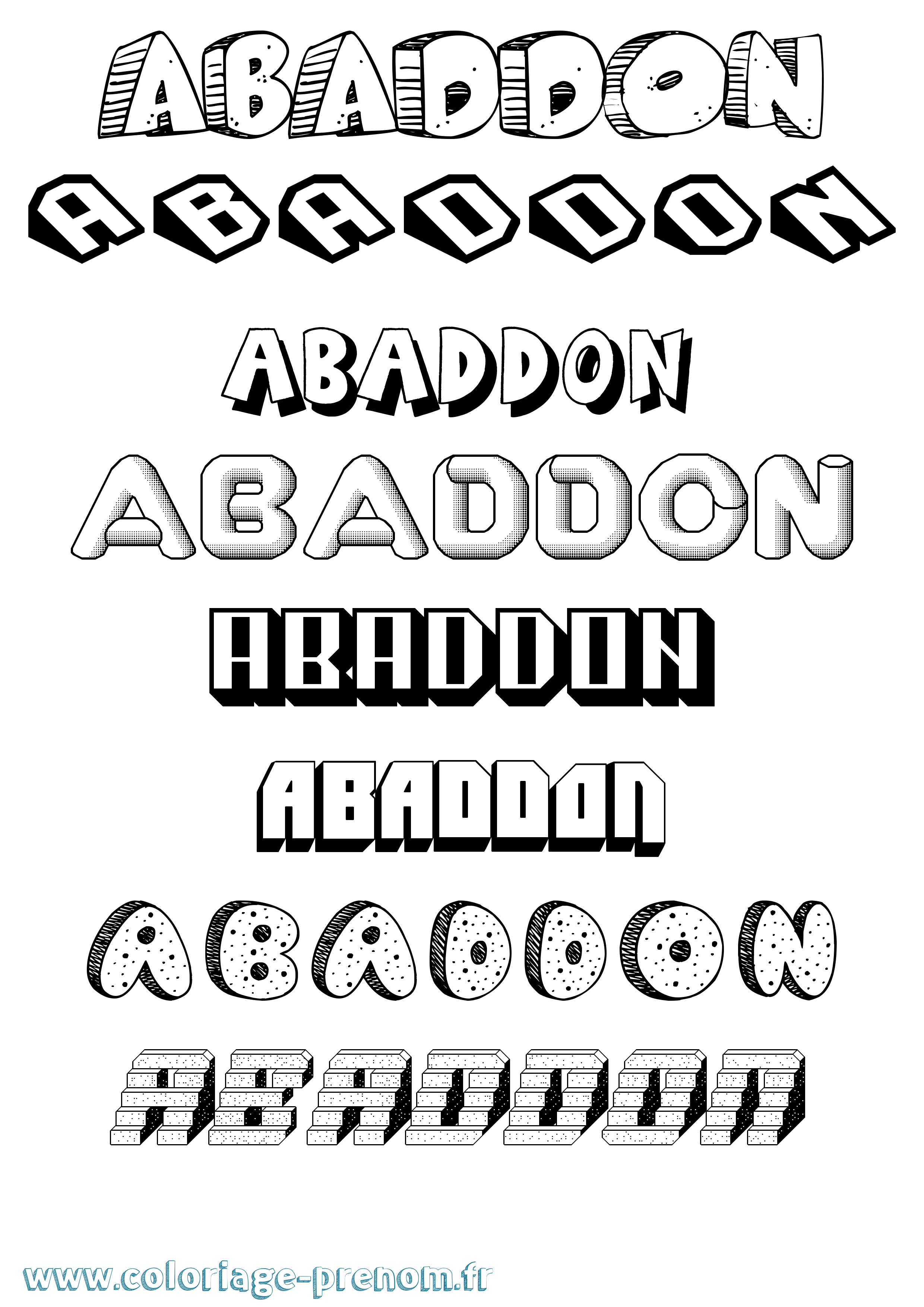 Coloriage prénom Abaddon Effet 3D