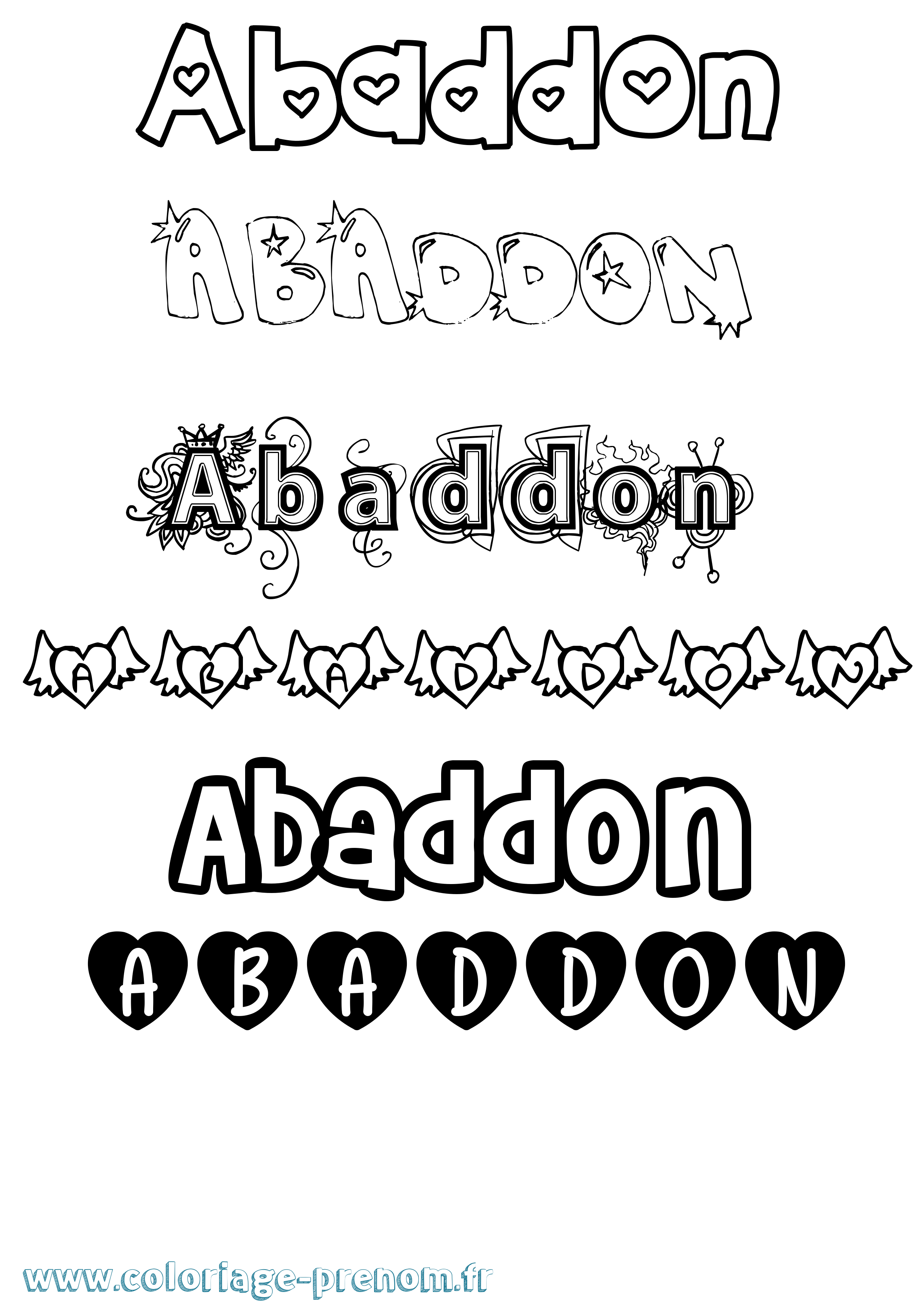 Coloriage prénom Abaddon Girly