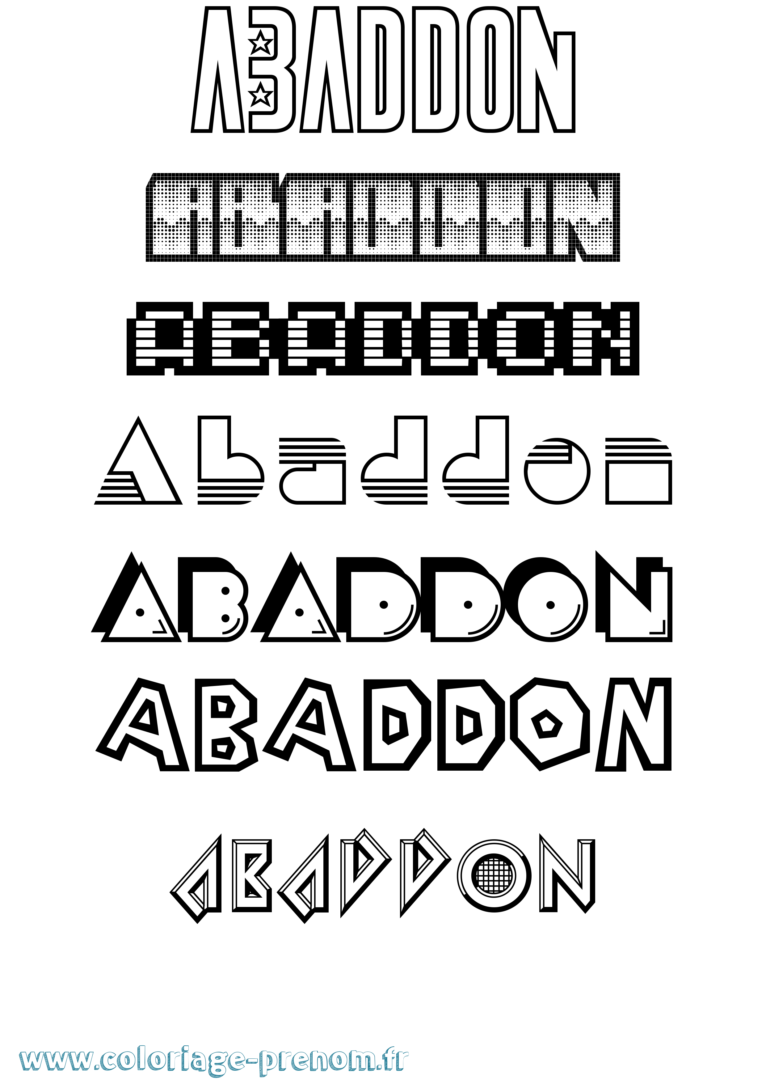Coloriage prénom Abaddon Jeux Vidéos