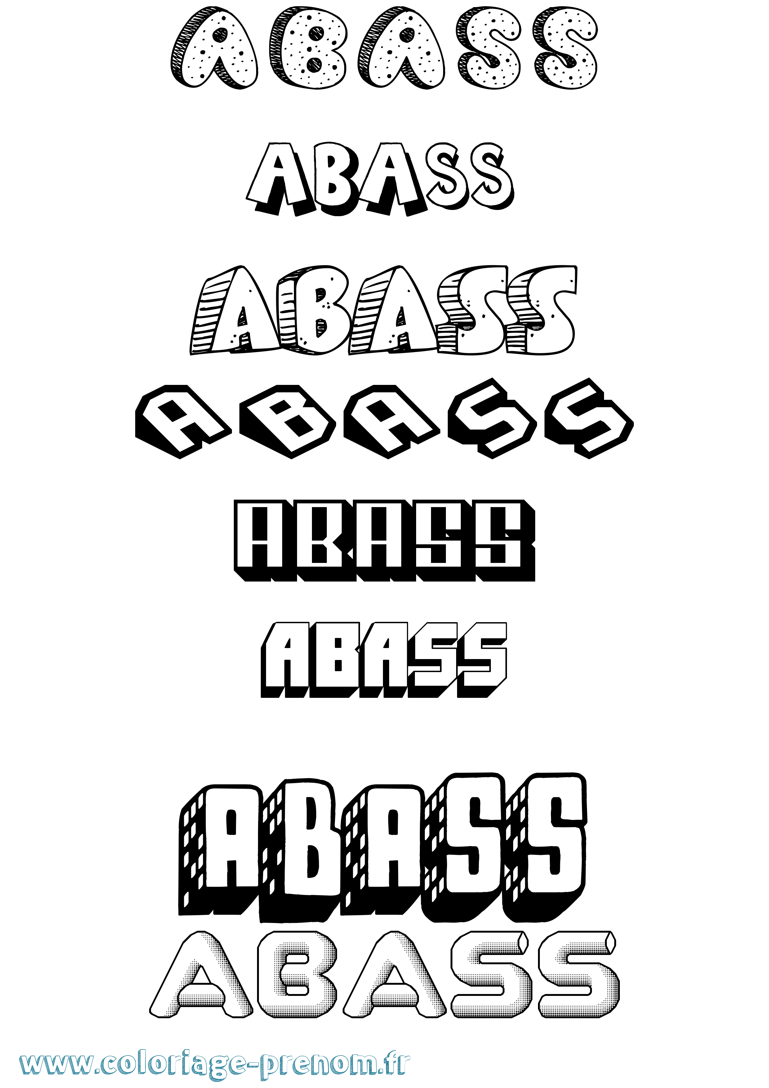 Coloriage Abass Effet 3D Coloriage prénom Abass Effet 3D