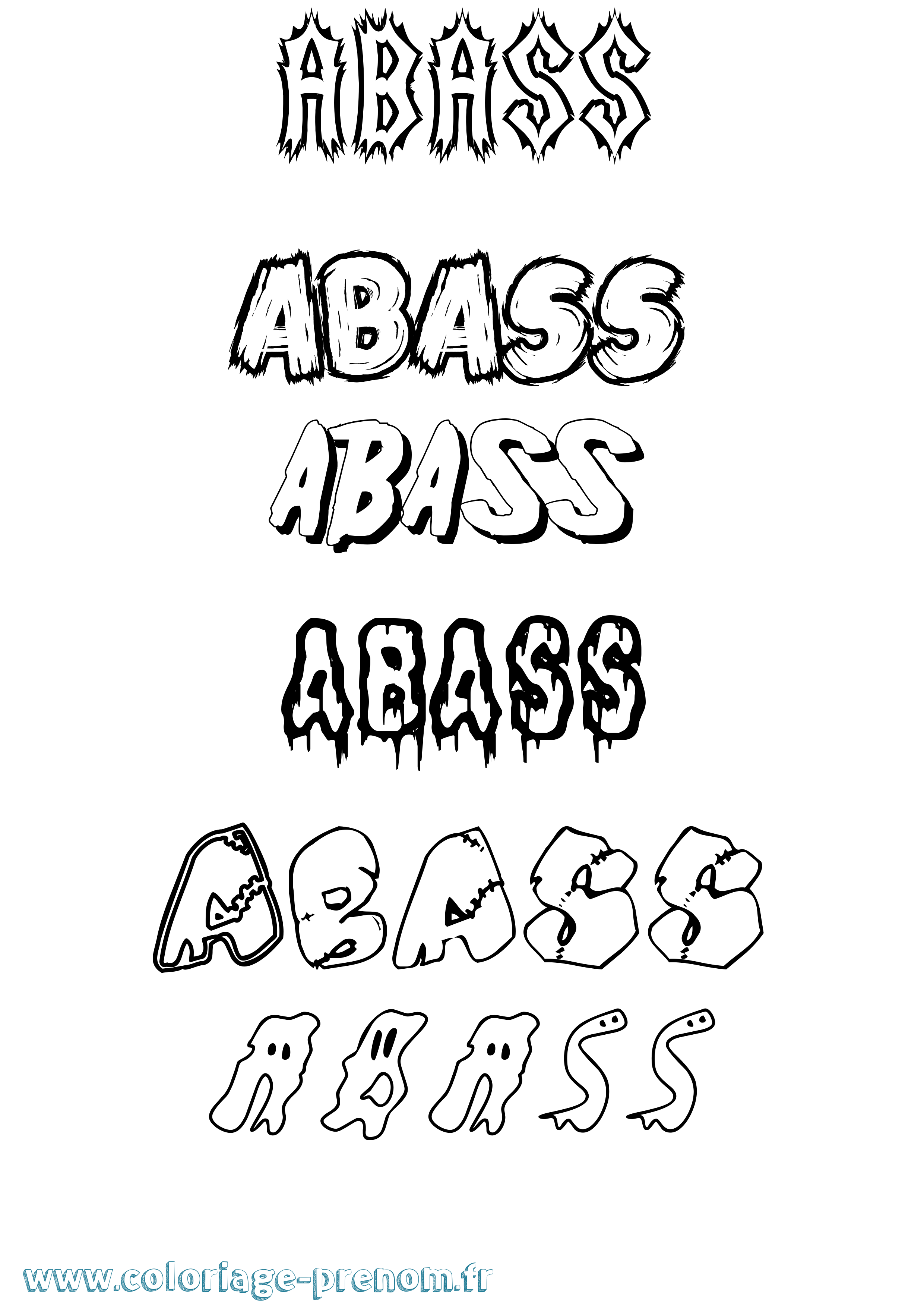 Coloriage Abass Frisson Coloriage prénom Abass Frisson