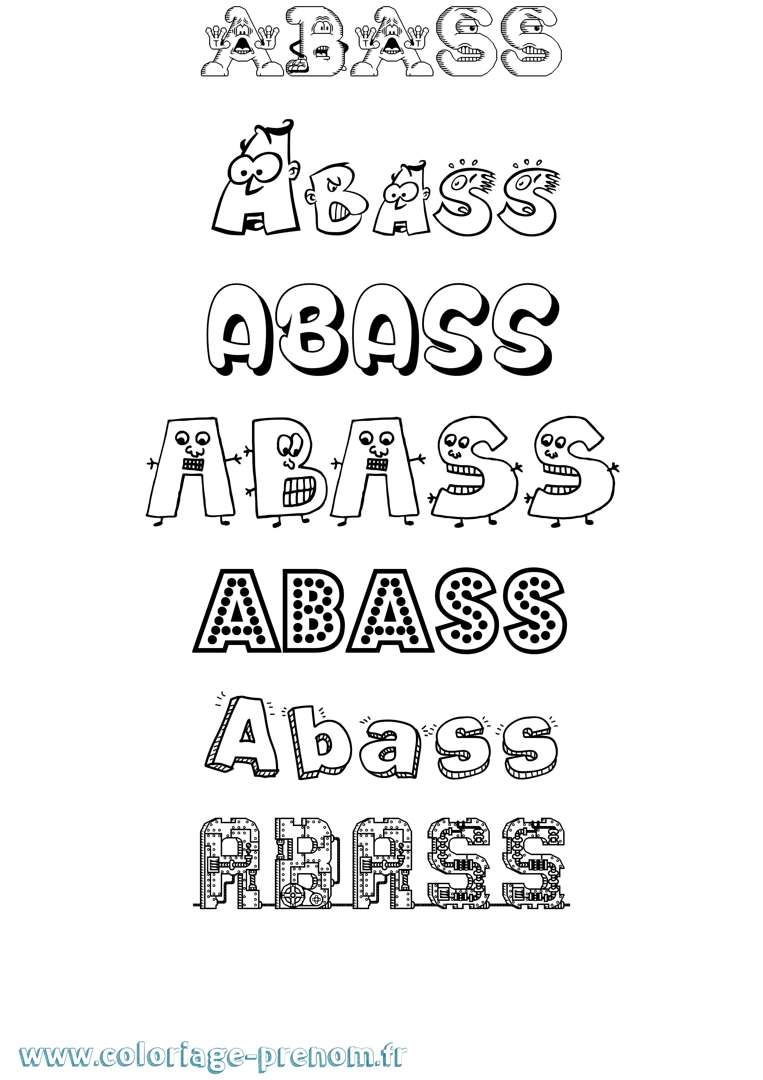 Coloriage prénom Abass Fun