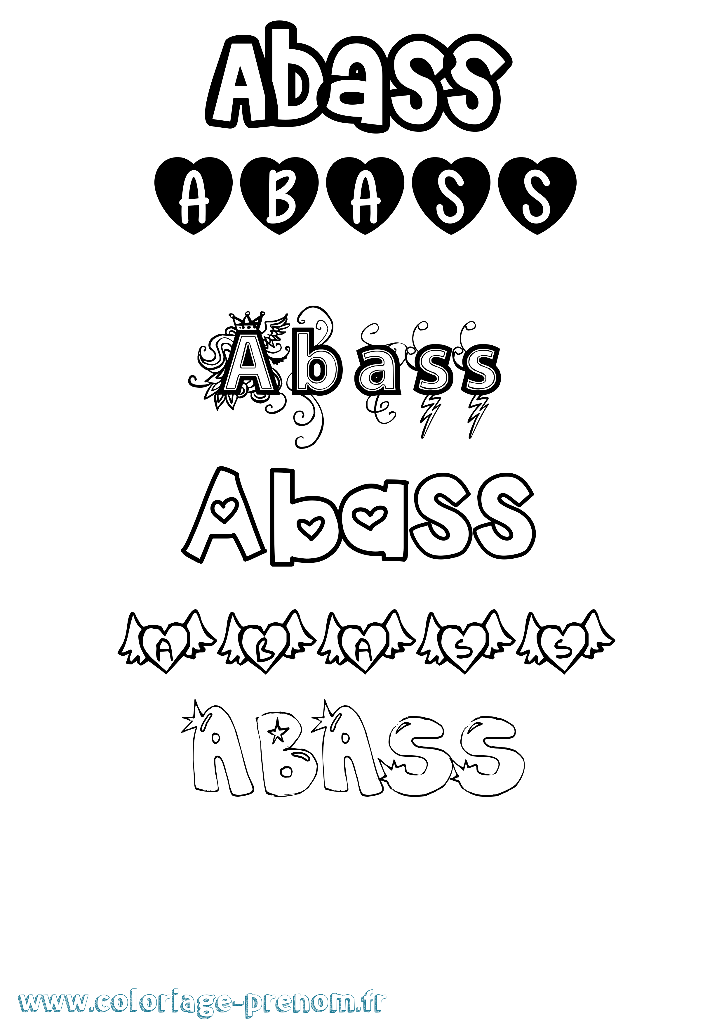 Coloriage Abass Girly Coloriage prénom Abass Girly