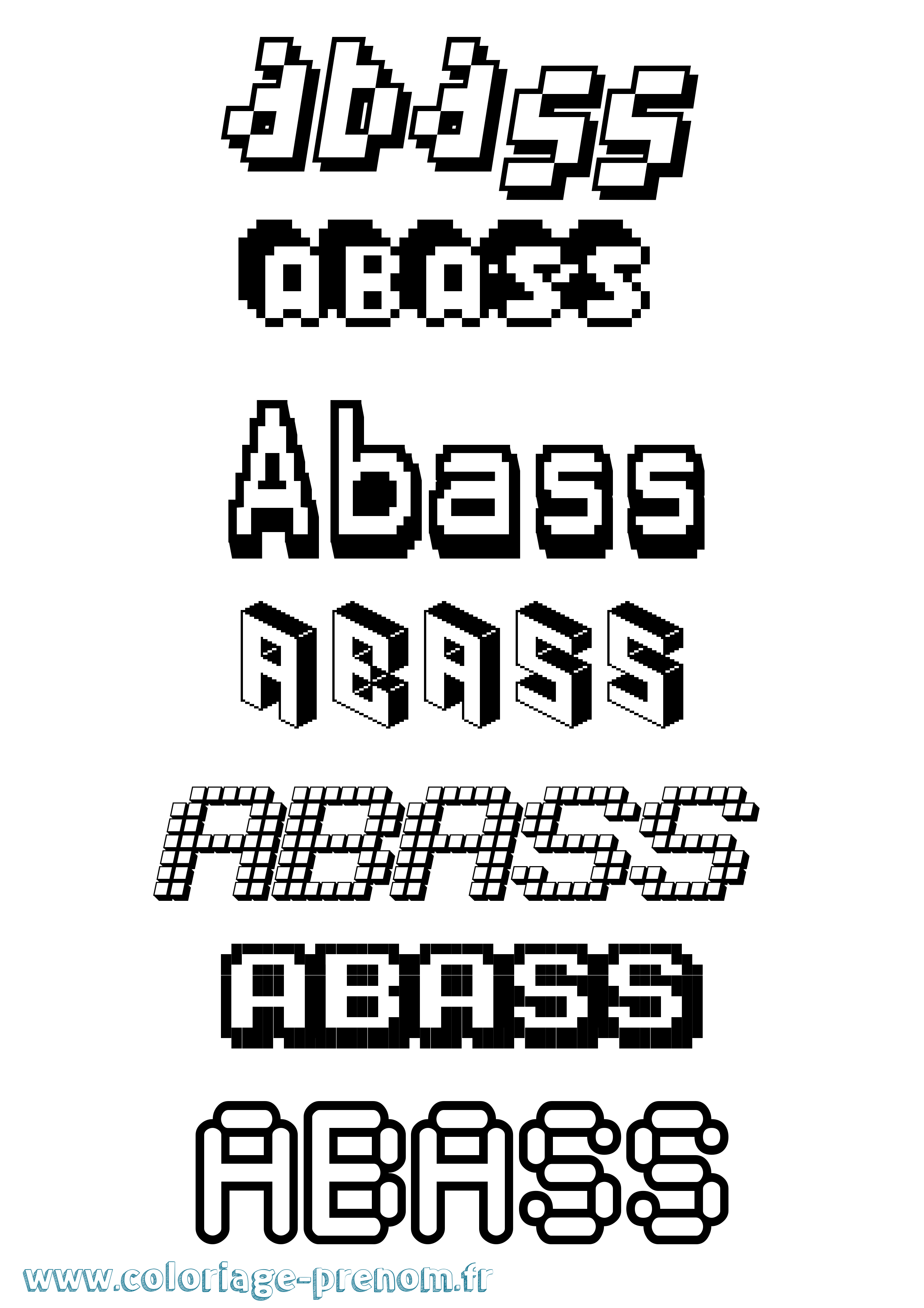 Coloriage prénom Abass Pixel