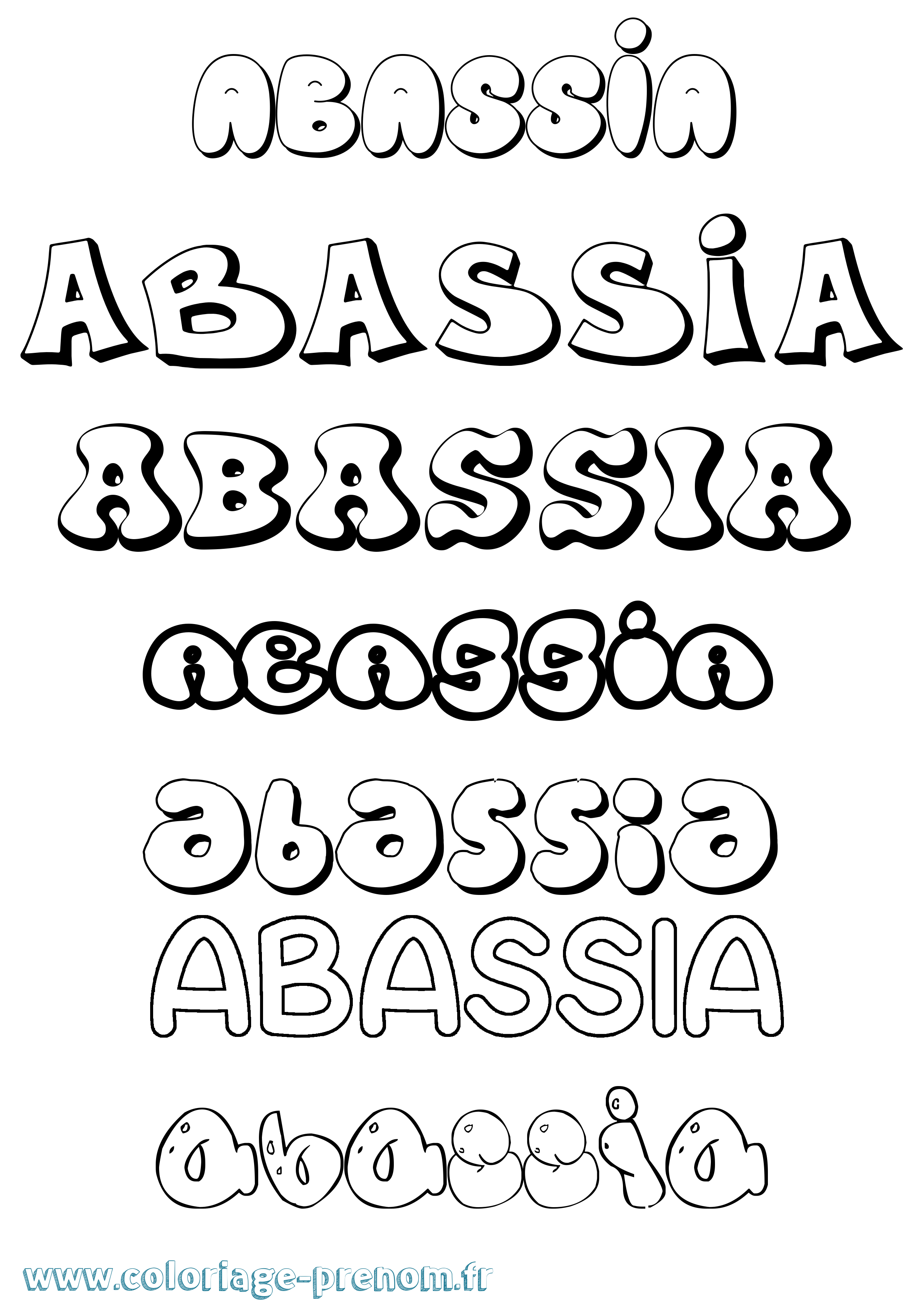 Coloriage Abassia Bubble Coloriage prénom Abassia Bubble