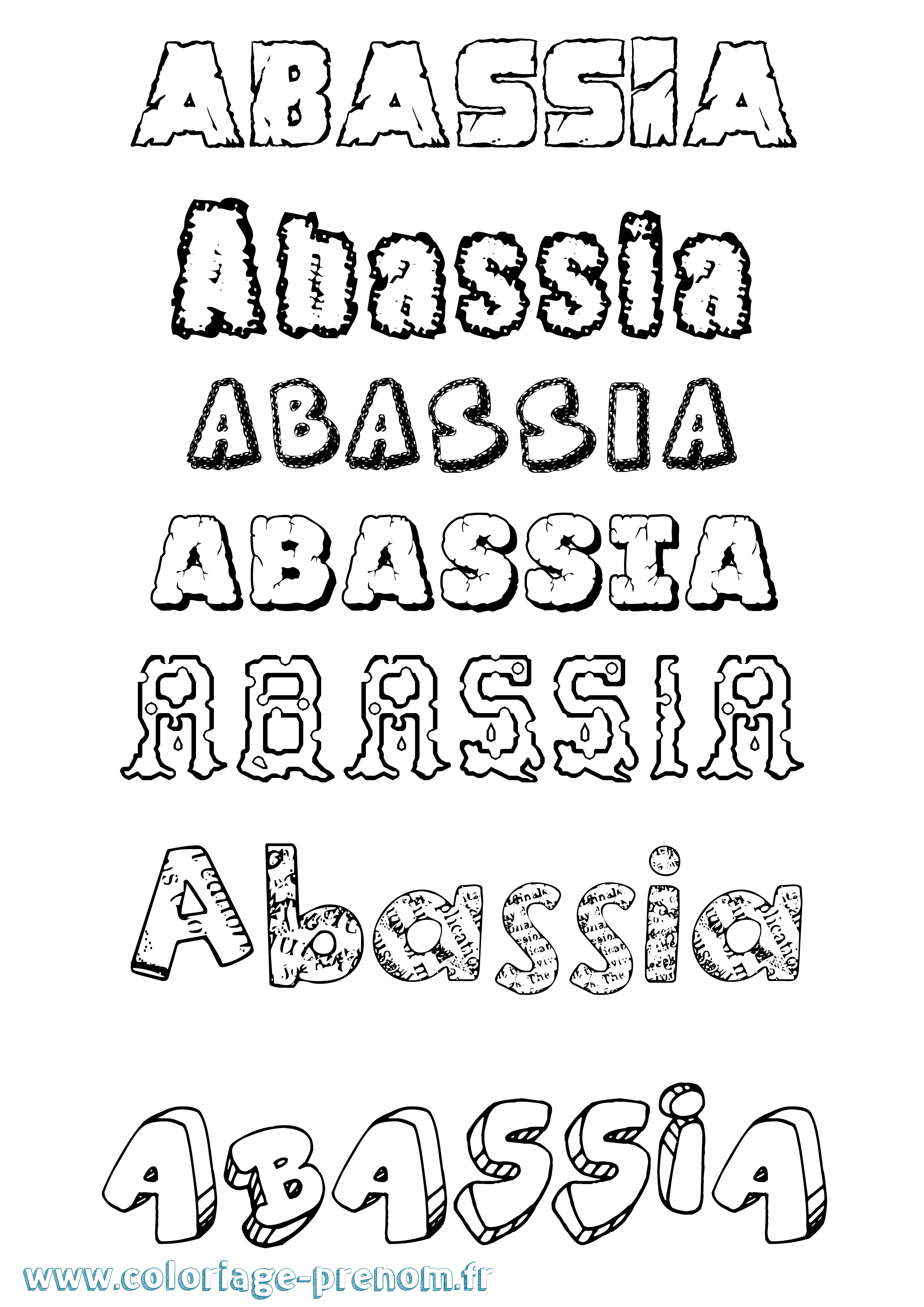 Coloriage Abassia Destructuré Coloriage prénom Abassia Destructuré