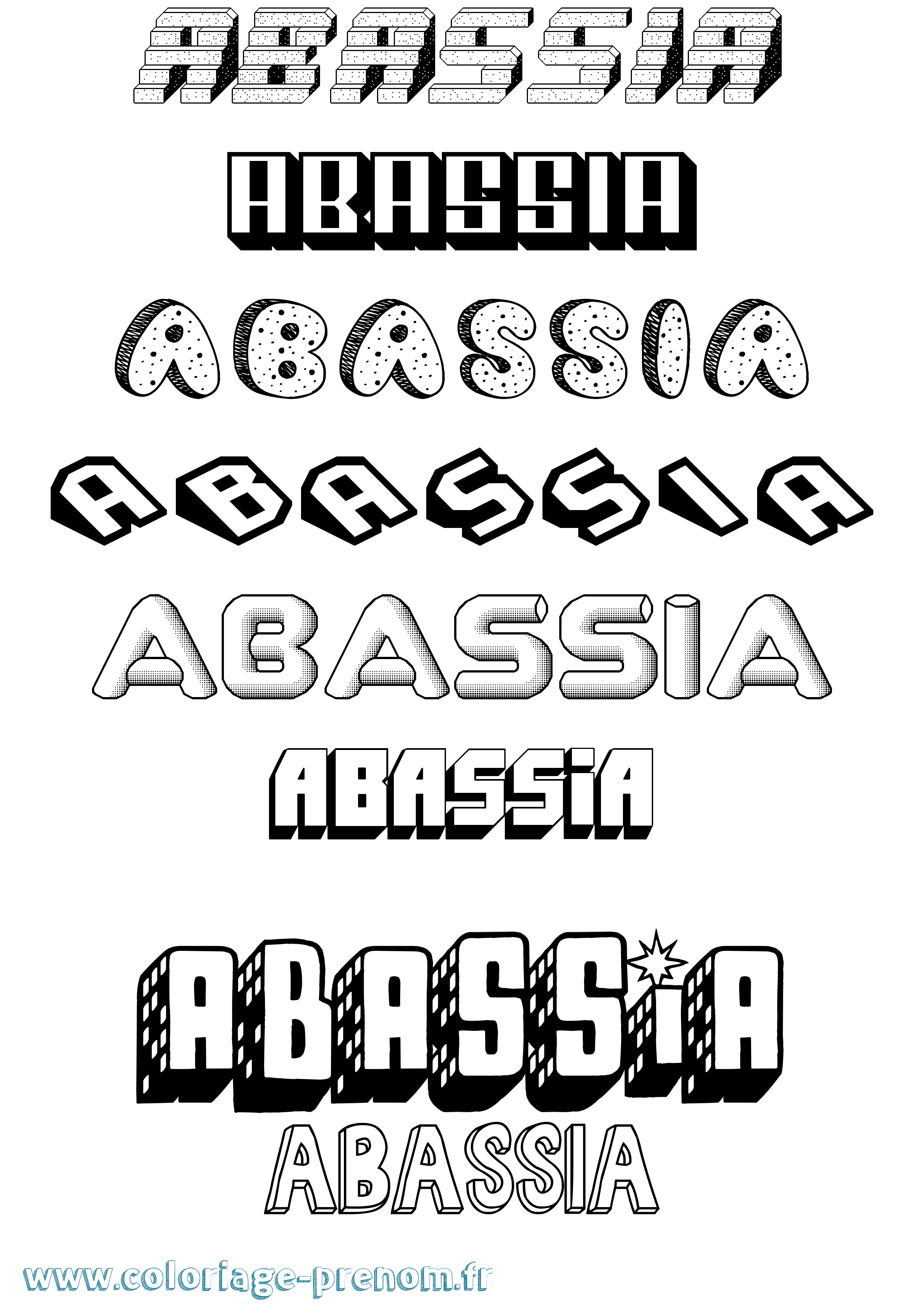 Coloriage prénom Abassia Effet 3D