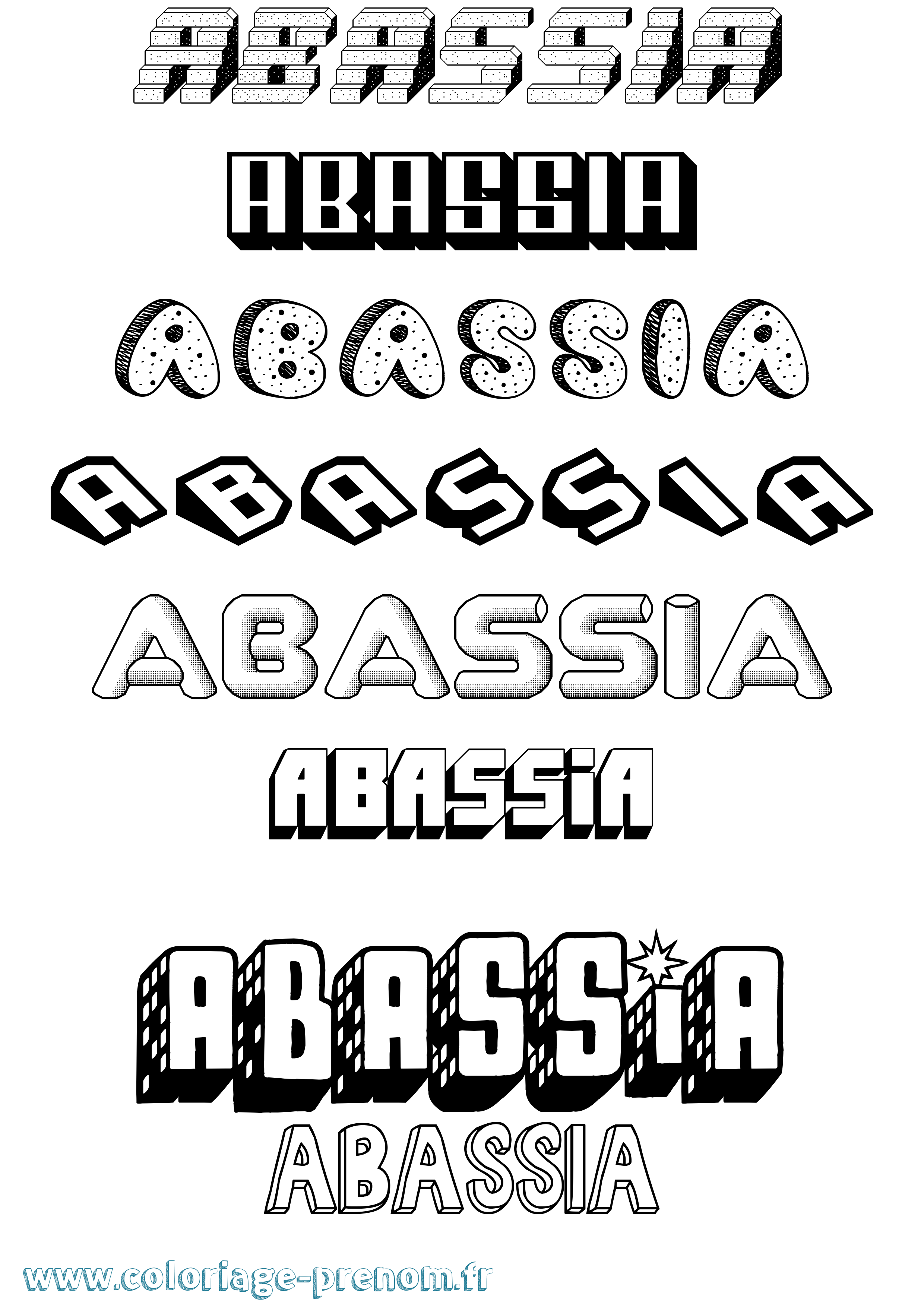 Coloriage Abassia Effet 3D Coloriage prénom Abassia Effet 3D