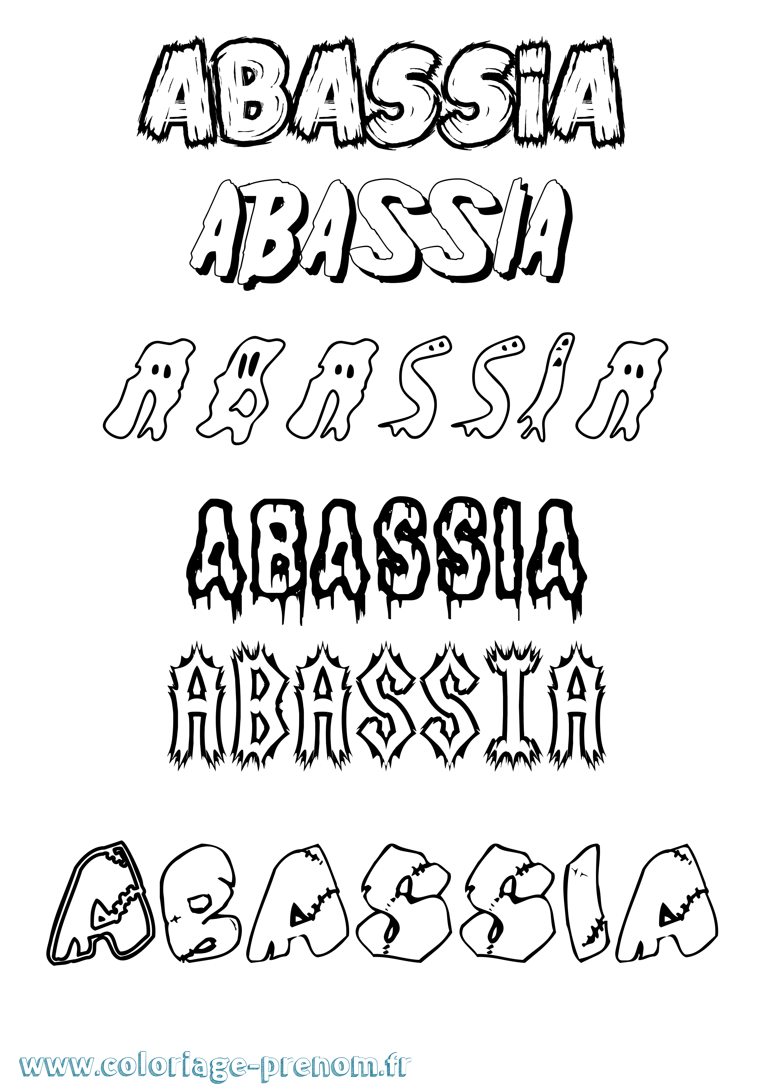 Coloriage Abassia Frisson Coloriage prénom Abassia Frisson
