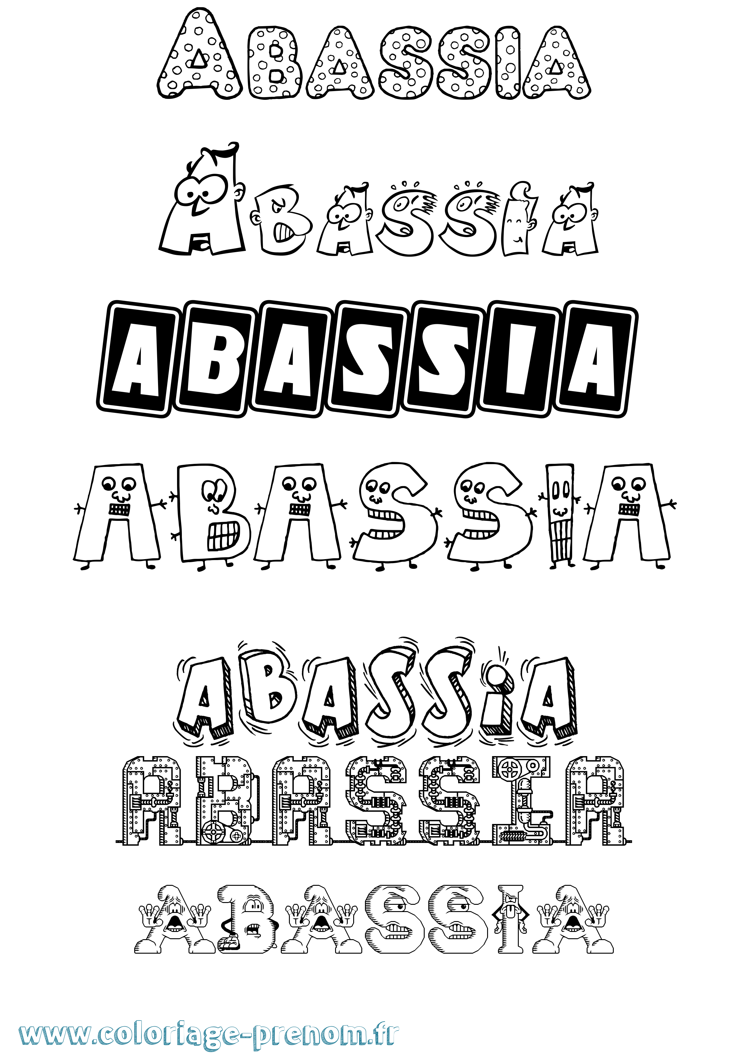 Coloriage prénom Abassia Fun