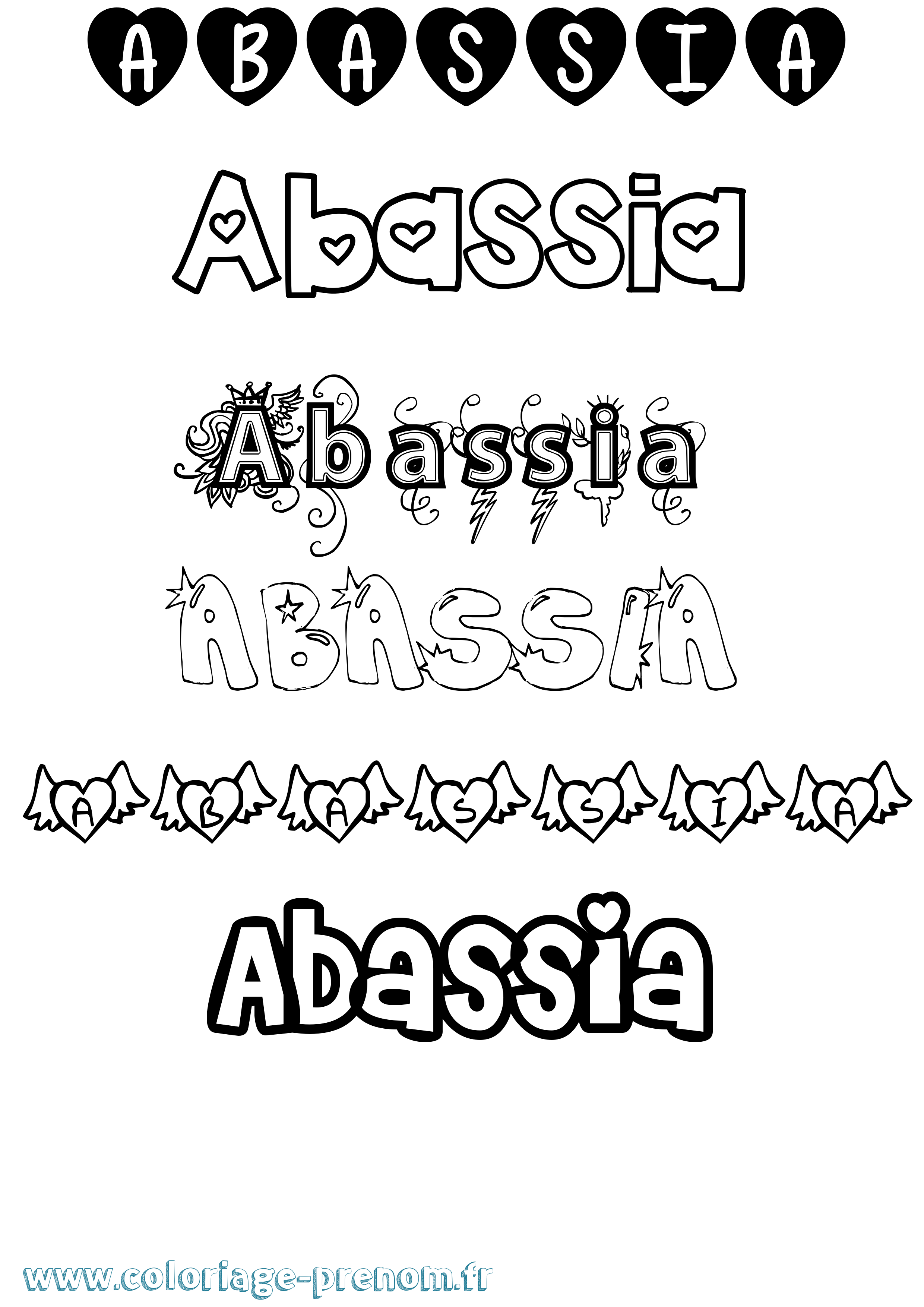 Coloriage prénom Abassia Girly