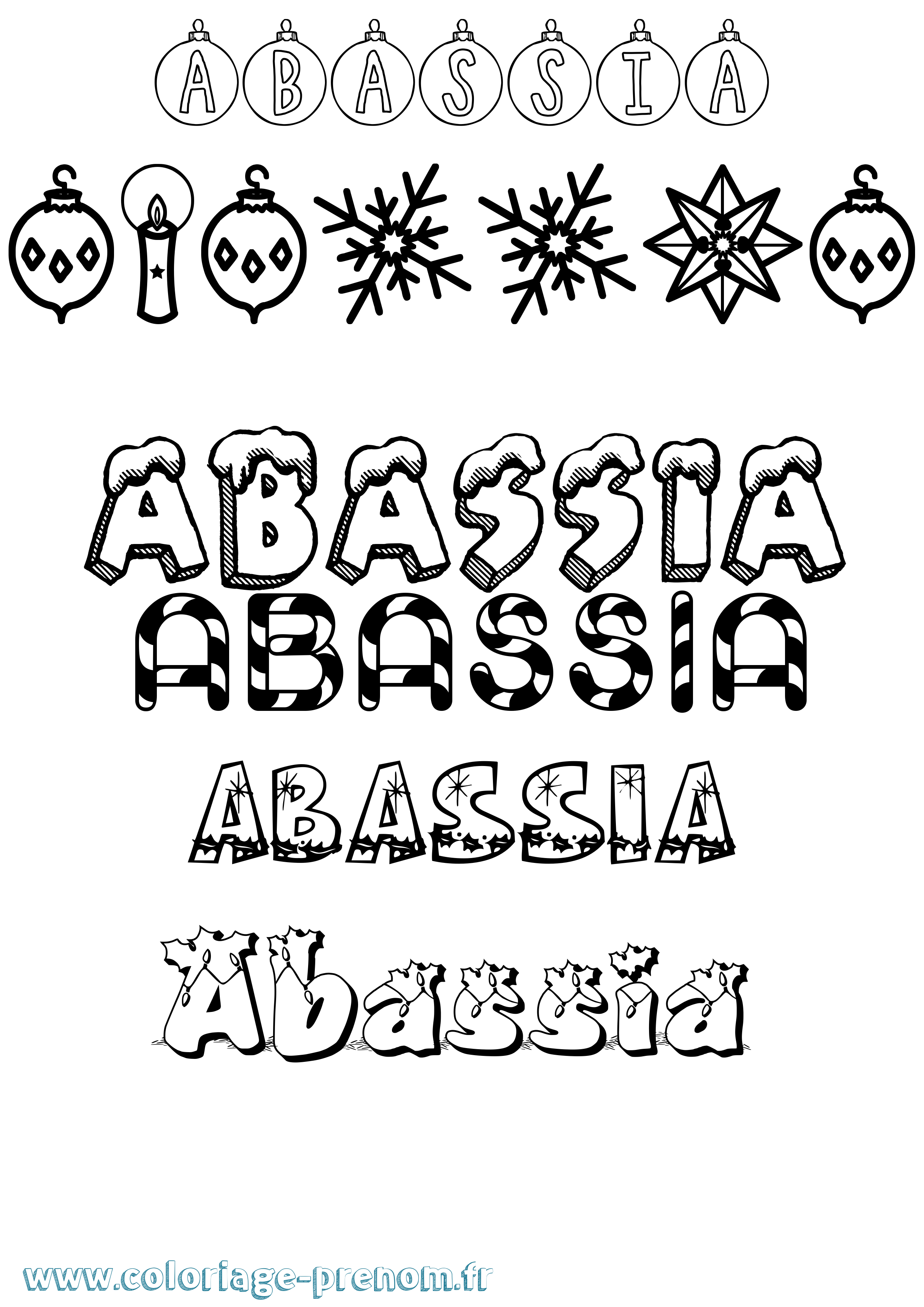 Coloriage Abassia Noël Coloriage prénom Abassia Noël
