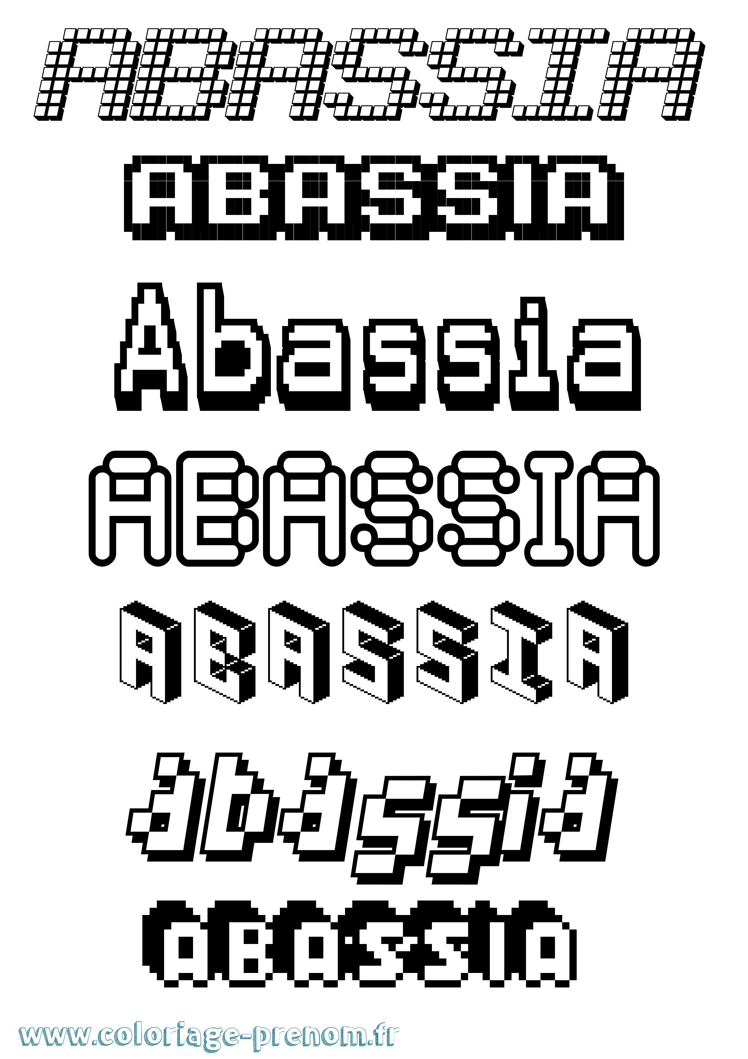 Coloriage prénom Abassia Pixel