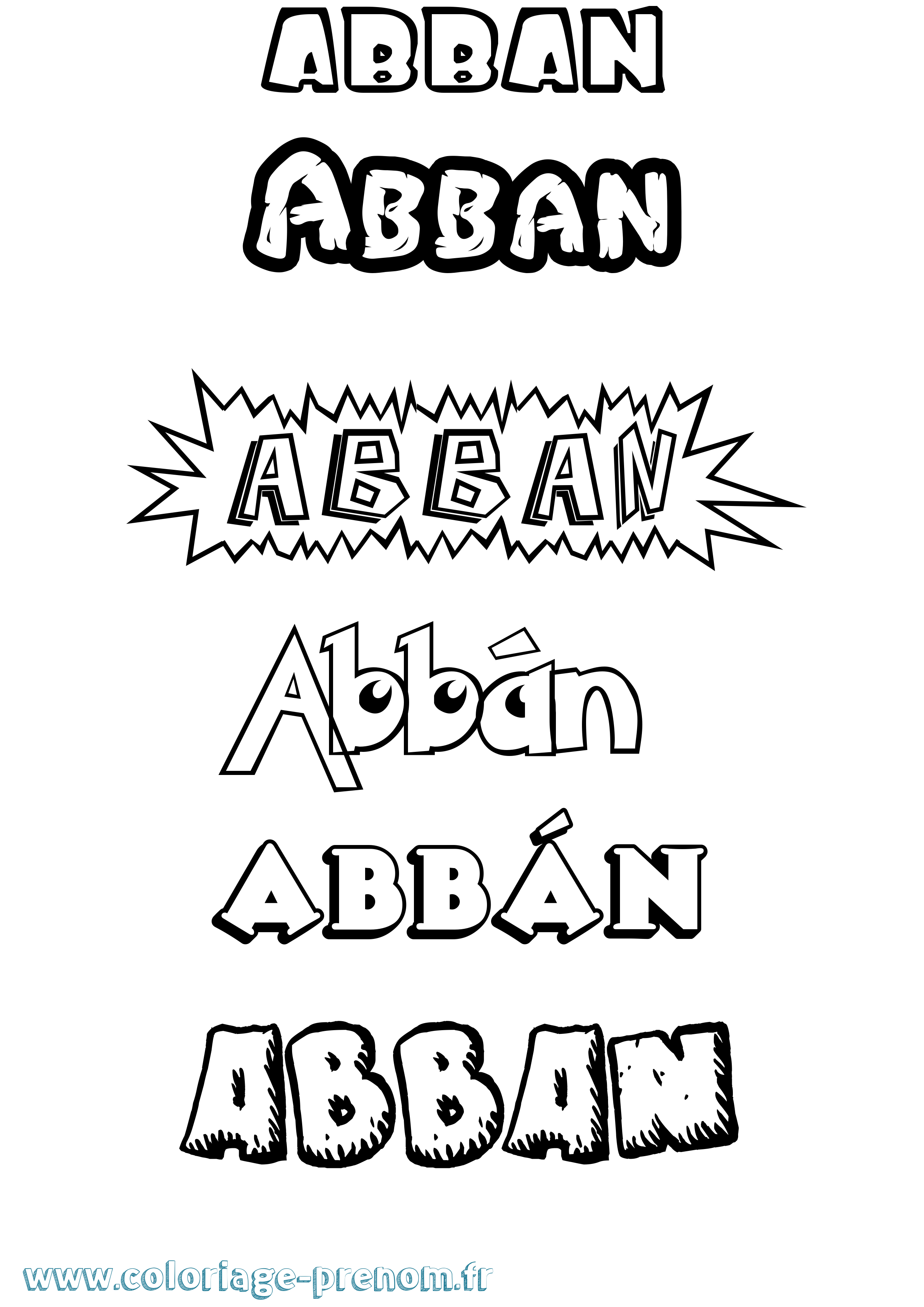 Coloriage prénom Abbán Dessin Animé