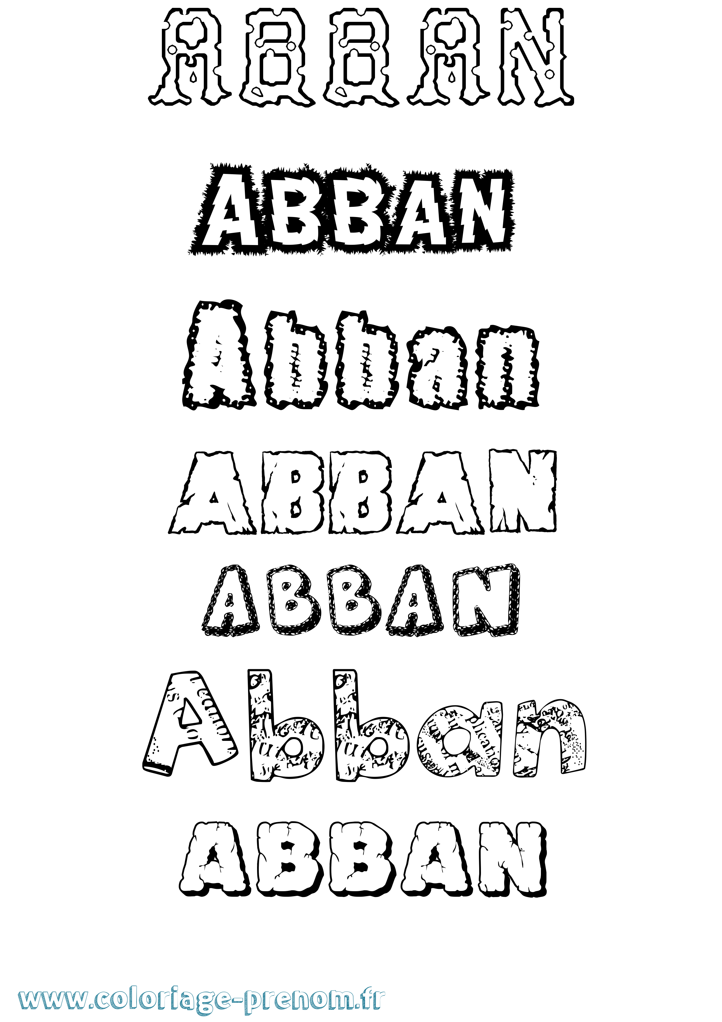 Coloriage prénom Abbán Destructuré