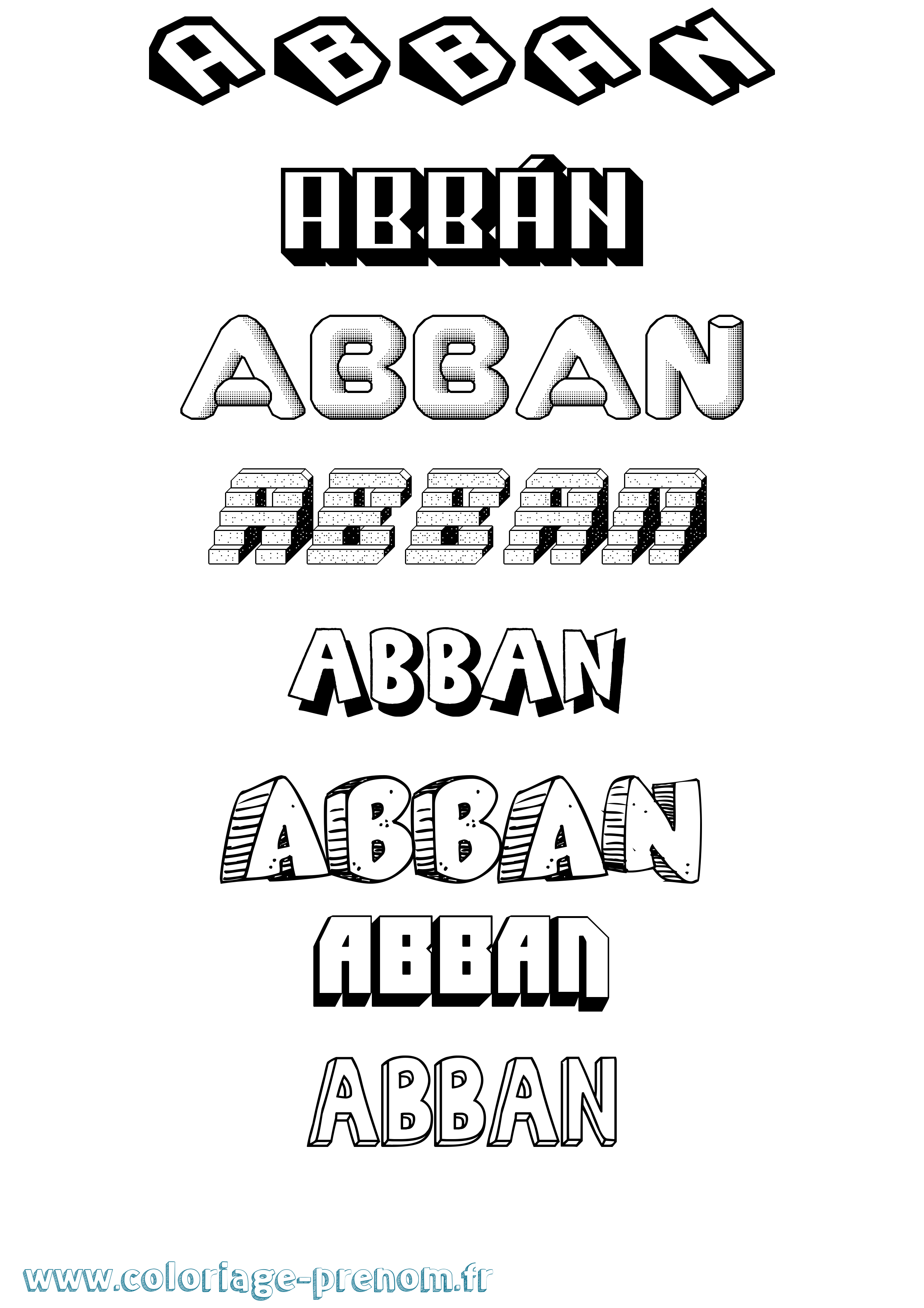 Coloriage prénom Abbán Effet 3D