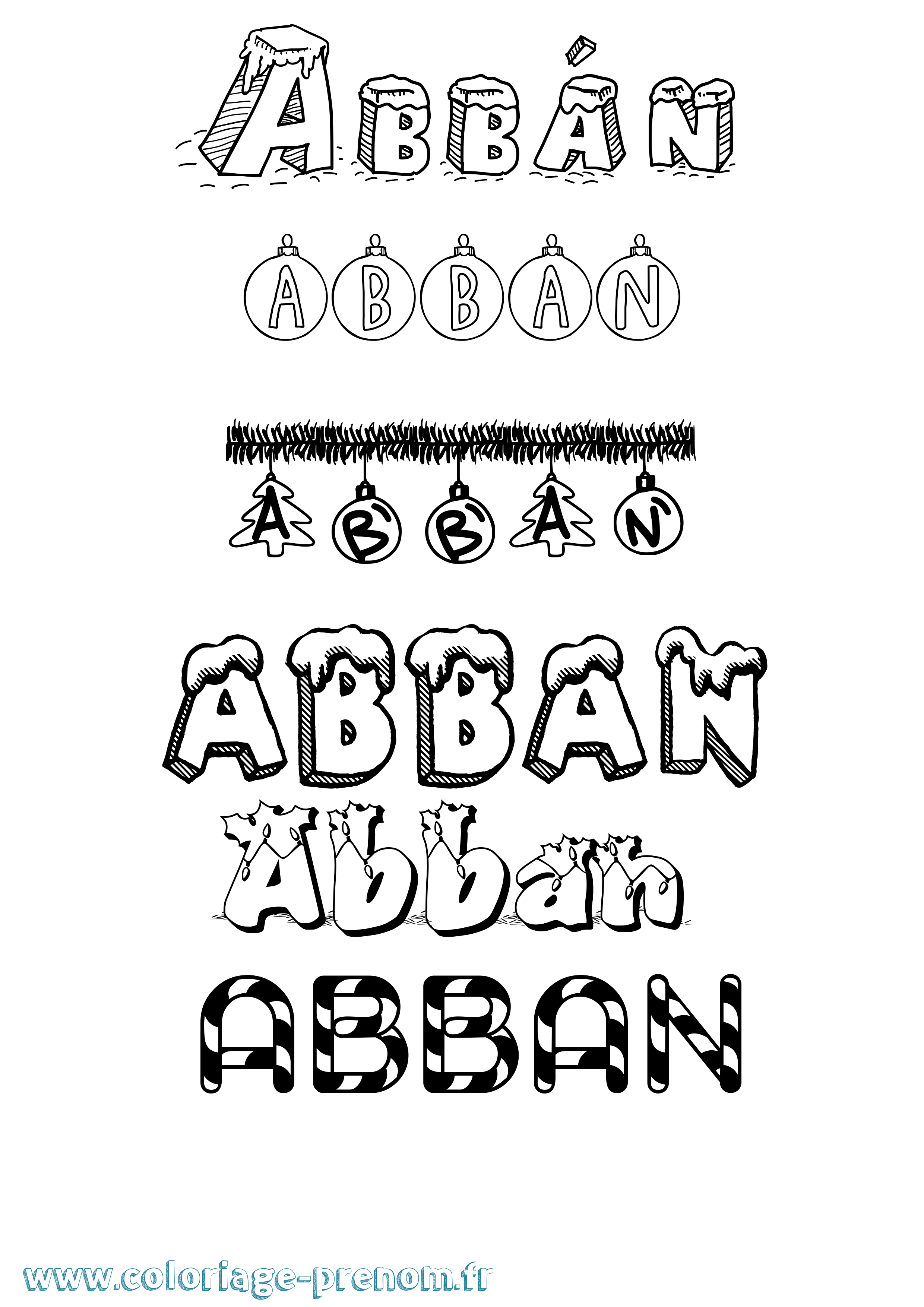 Coloriage prénom Abbán Noël
