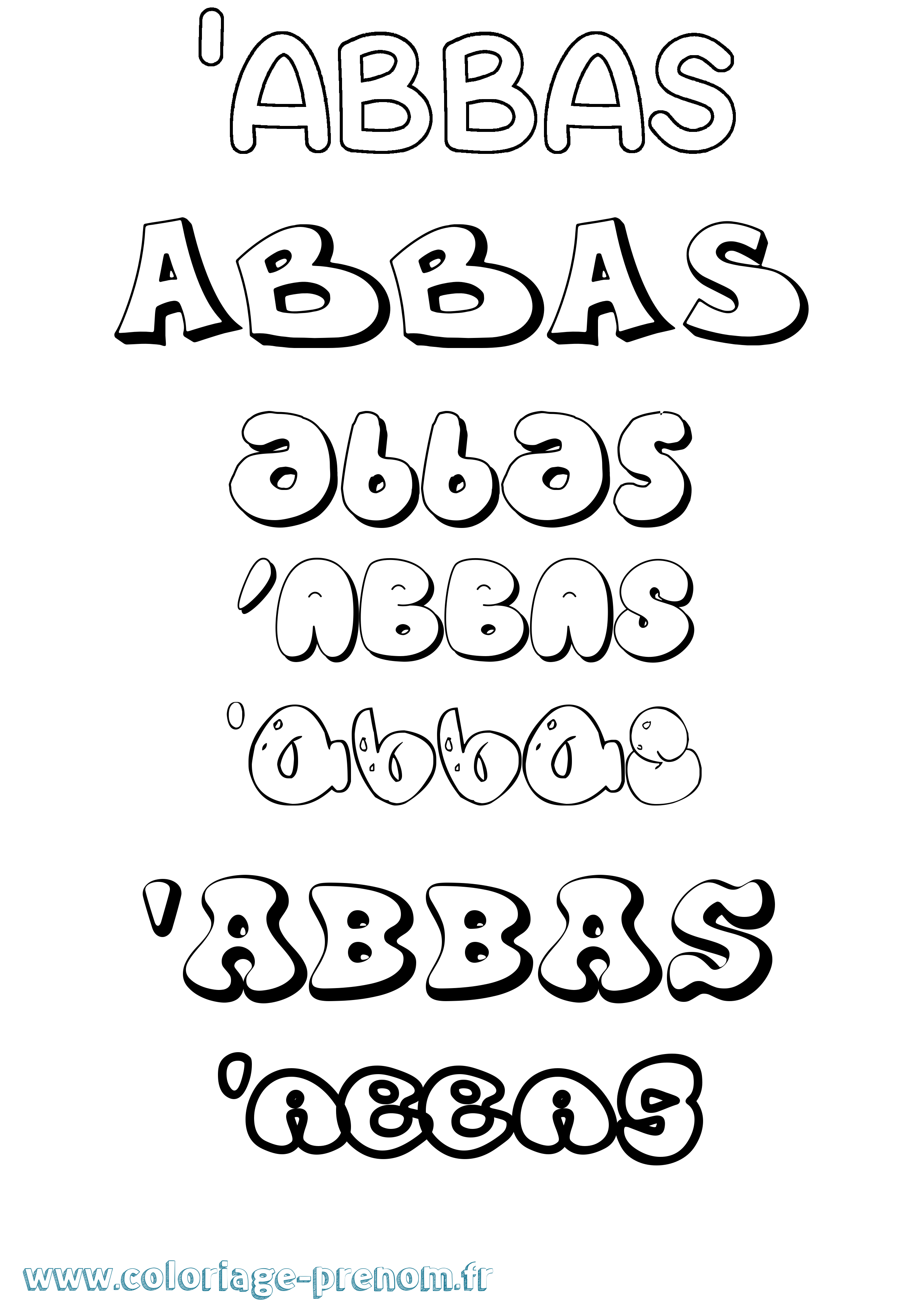 Coloriage prénom 'Abbas Bubble