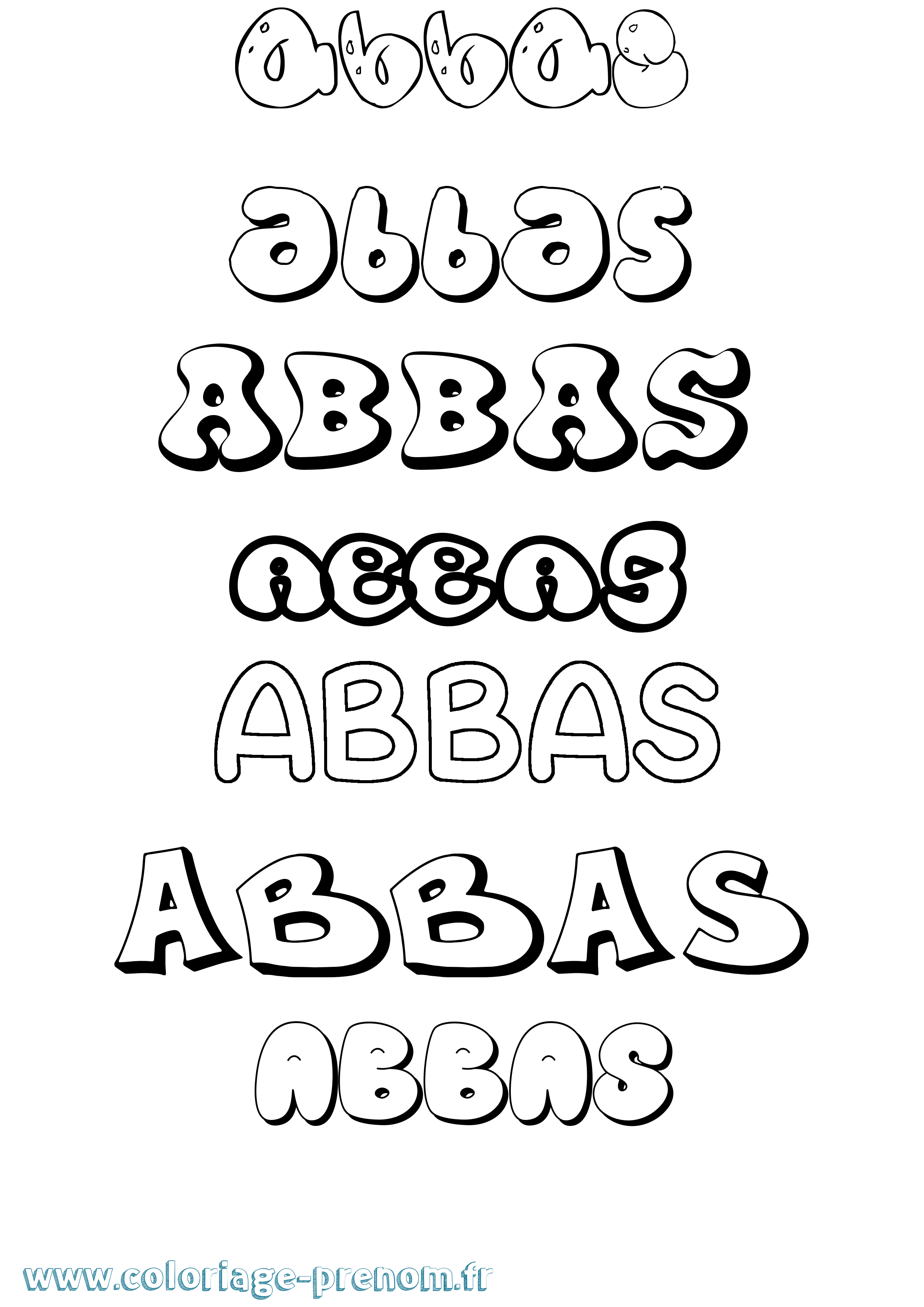 Coloriage prénom Abbas Bubble