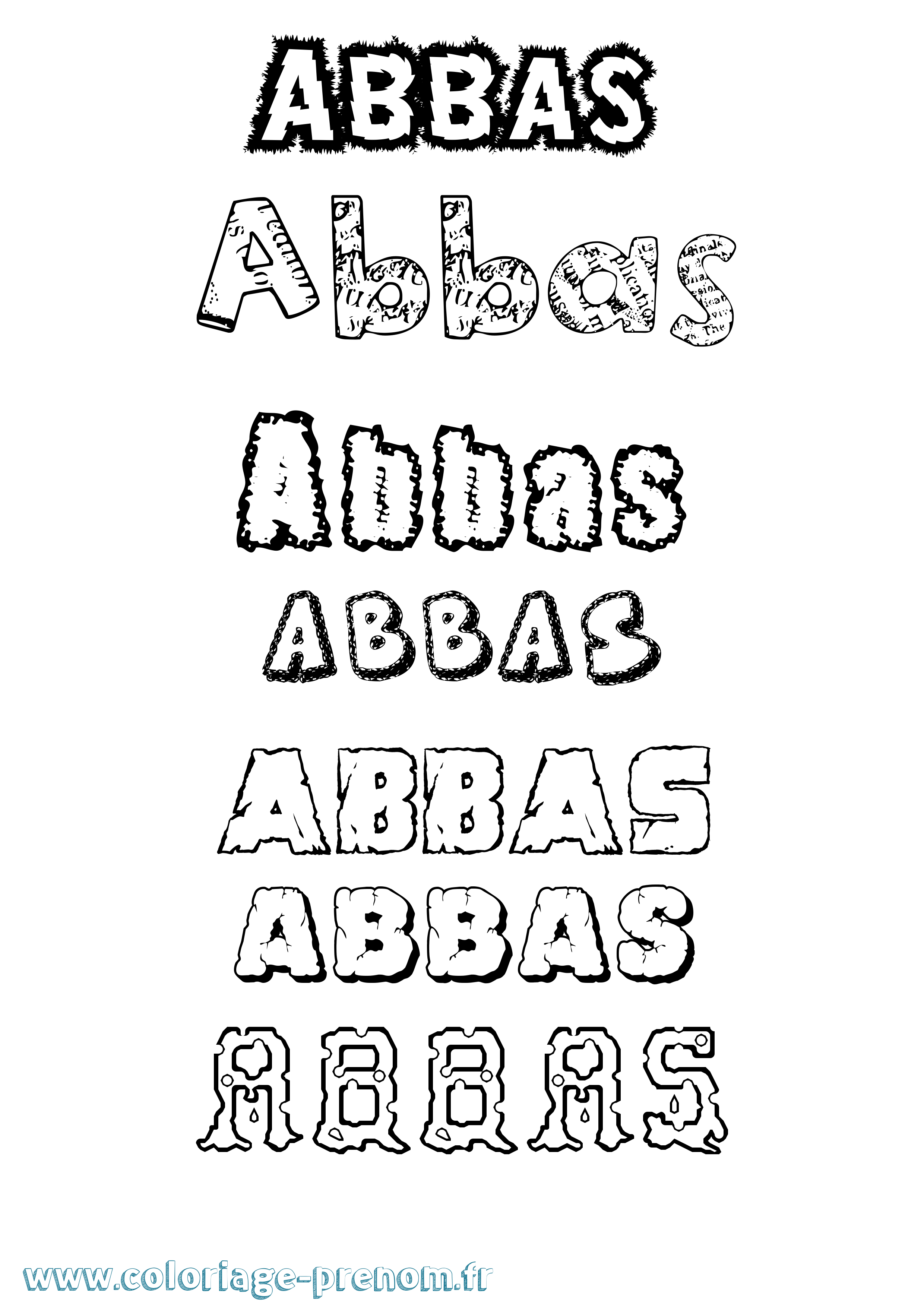 Coloriage prénom Abbas Destructuré