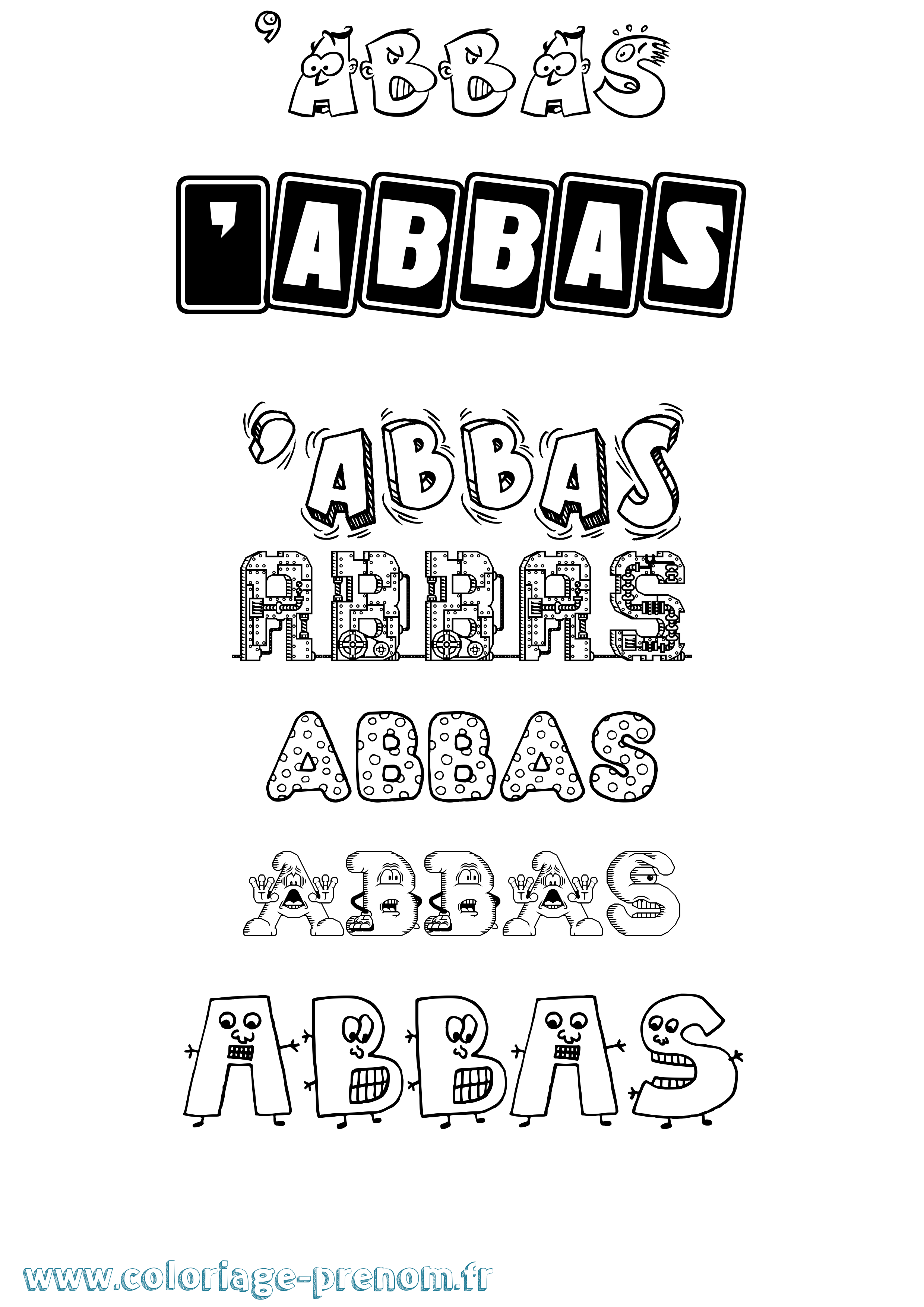 Coloriage prénom 'Abbas Fun