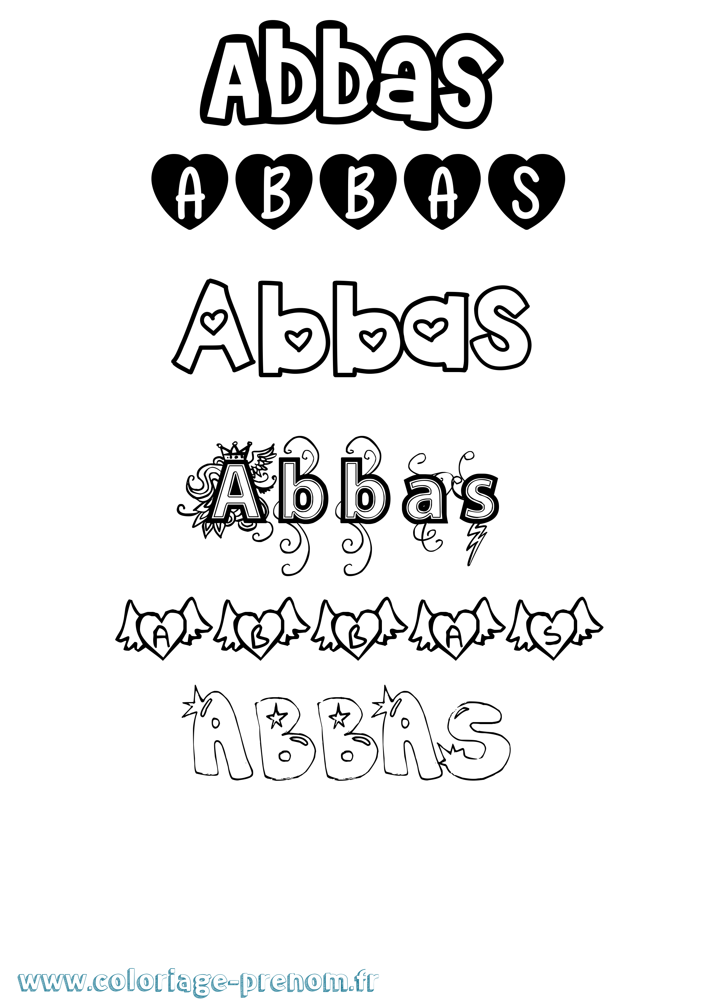 Coloriage prénom Abbas Girly