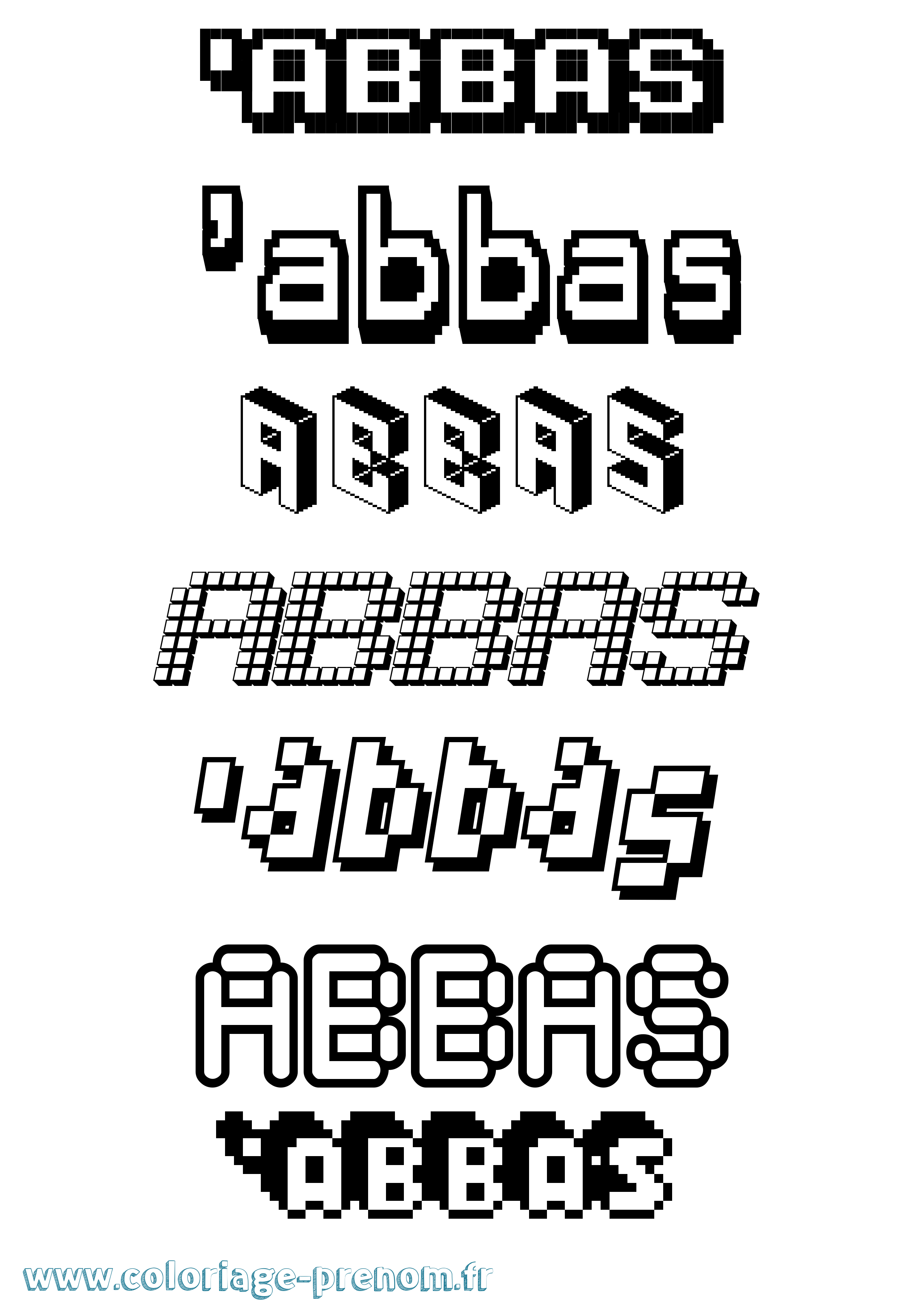 Coloriage prénom 'Abbas Pixel