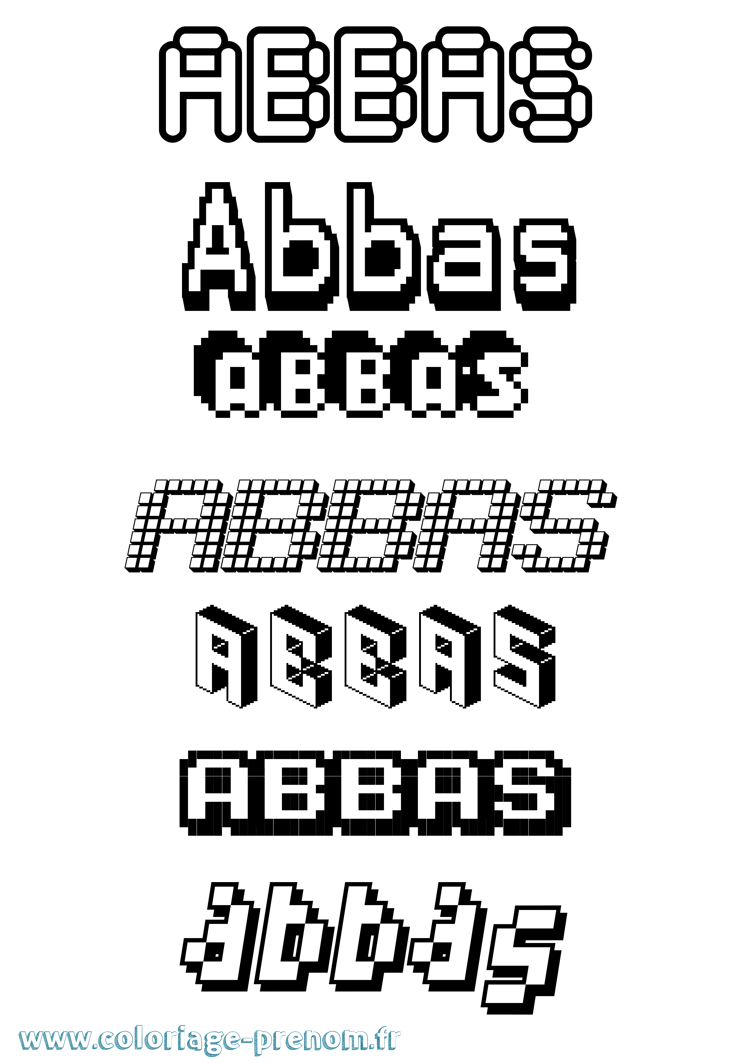 Coloriage prénom Abbas Pixel