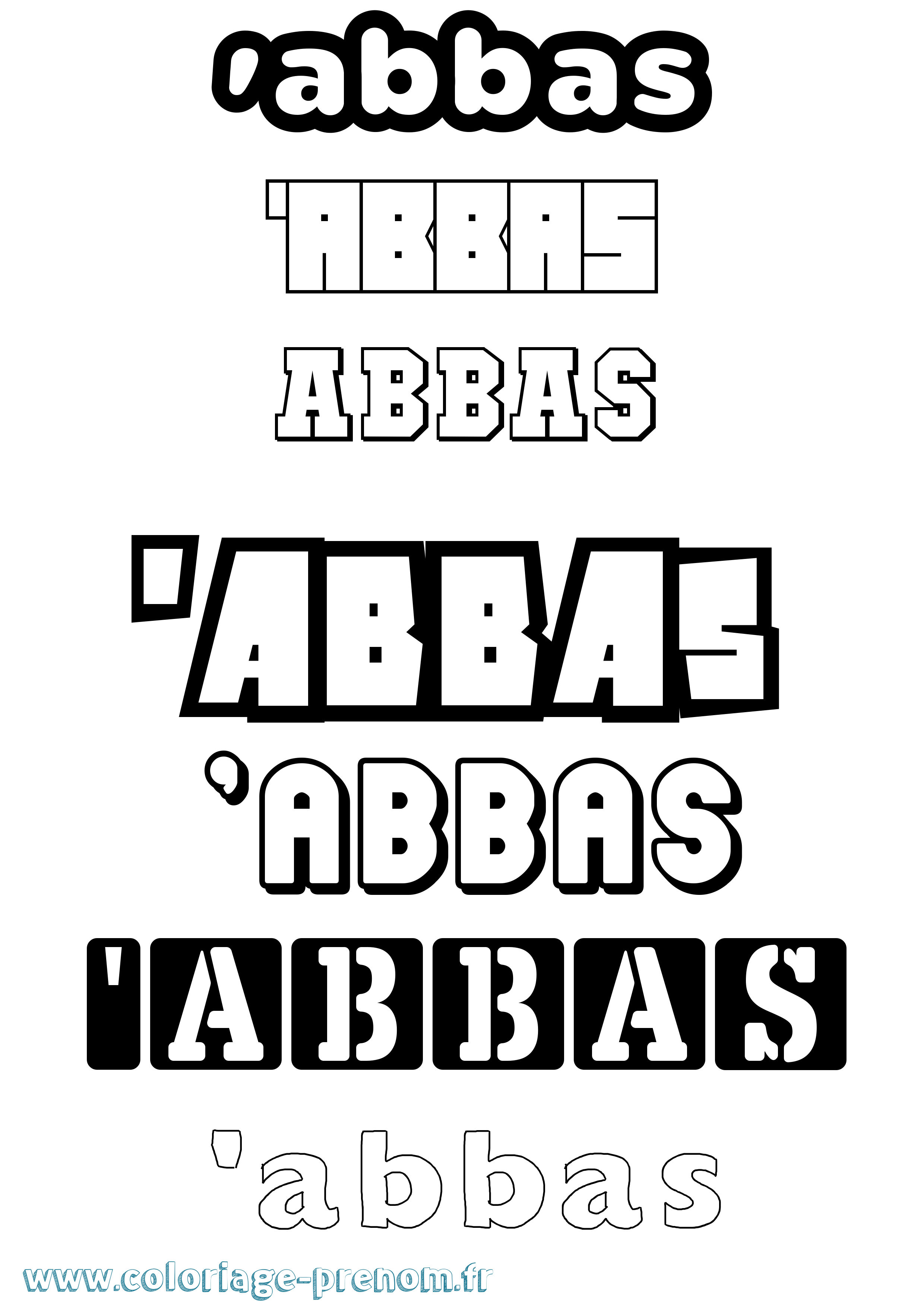 Coloriage prénom 'Abbas Simple