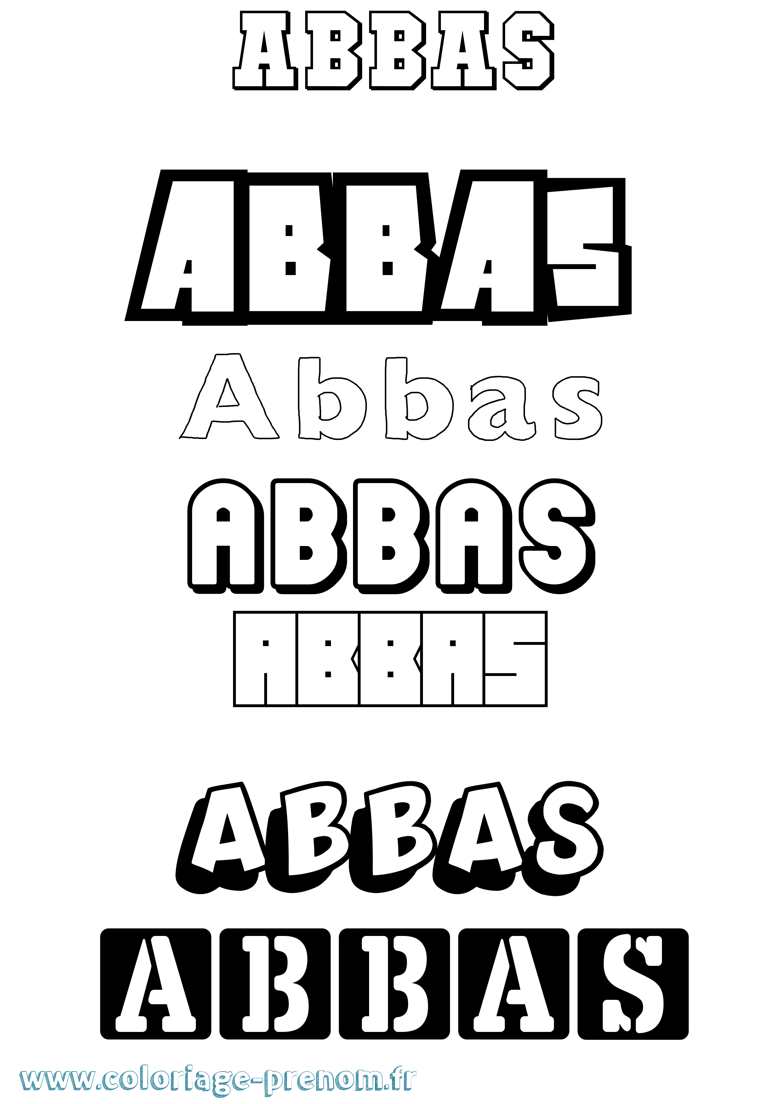 Coloriage prénom Abbas Simple