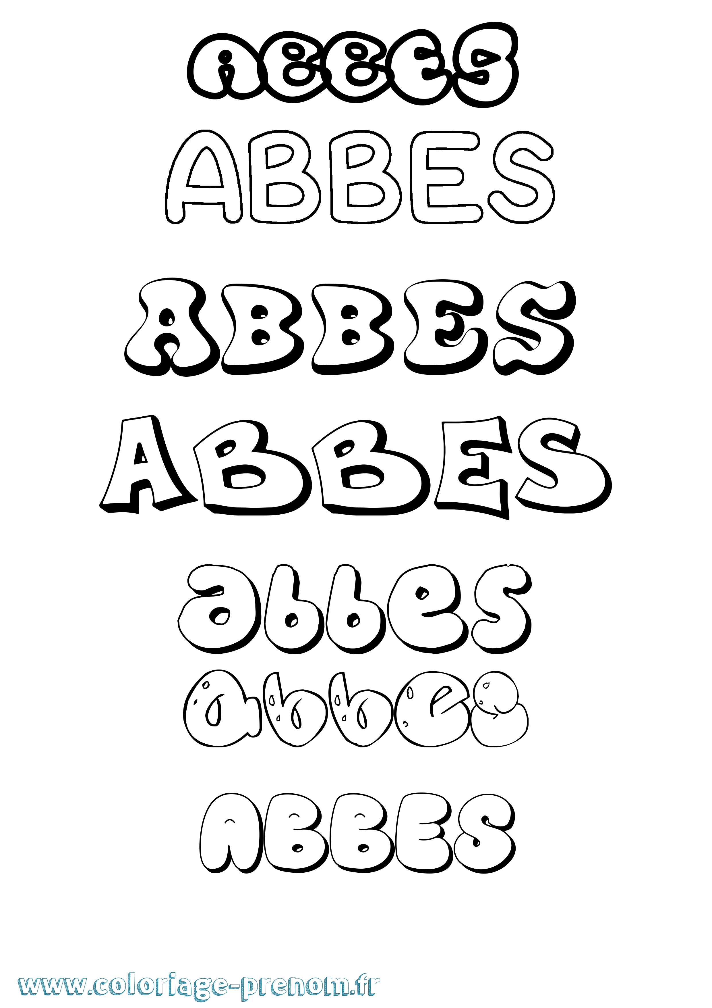 Coloriage prénom Abbes Bubble