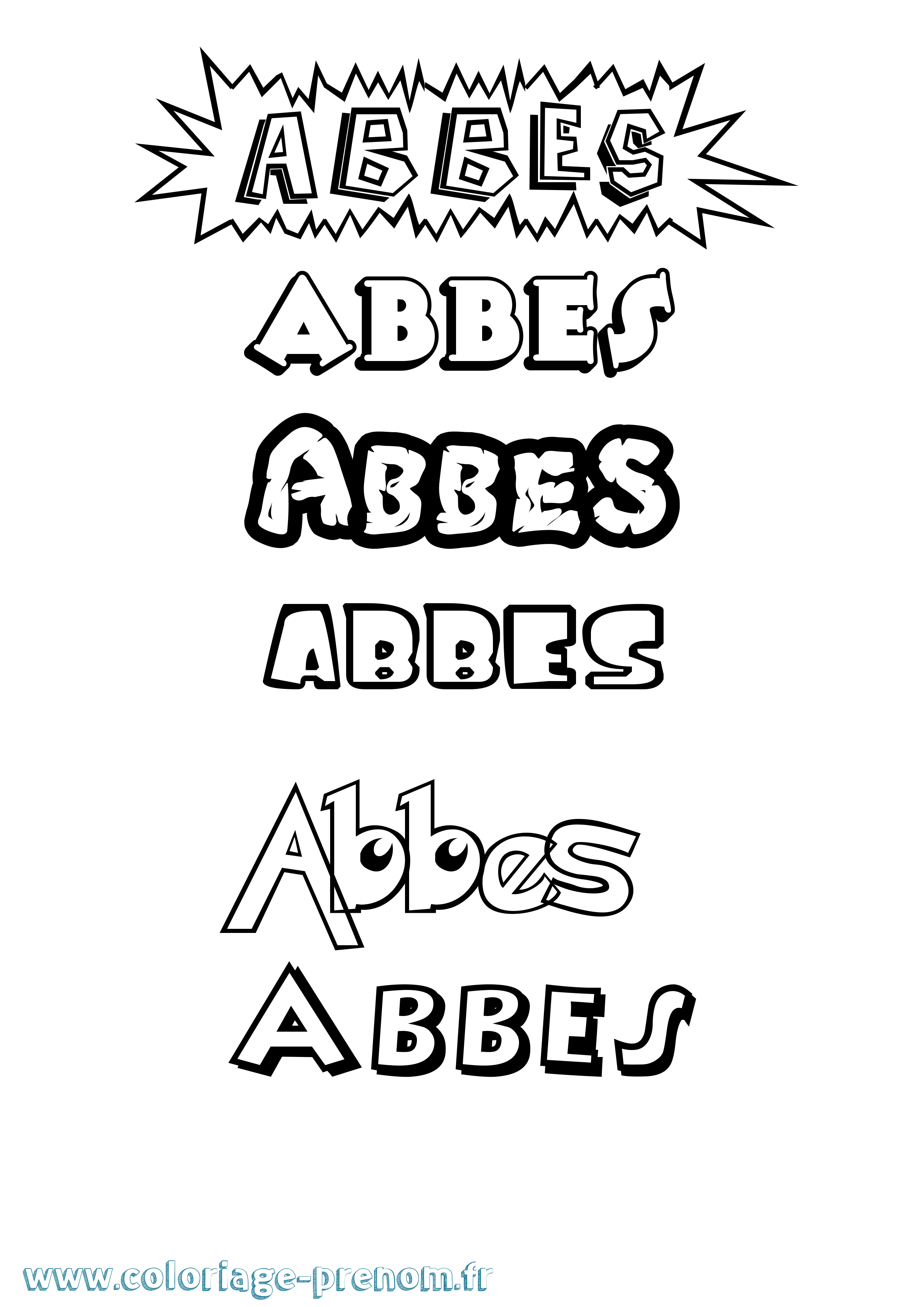 Coloriage Abbes Dessin Animé Coloriage prénom Abbes Dessin Animé