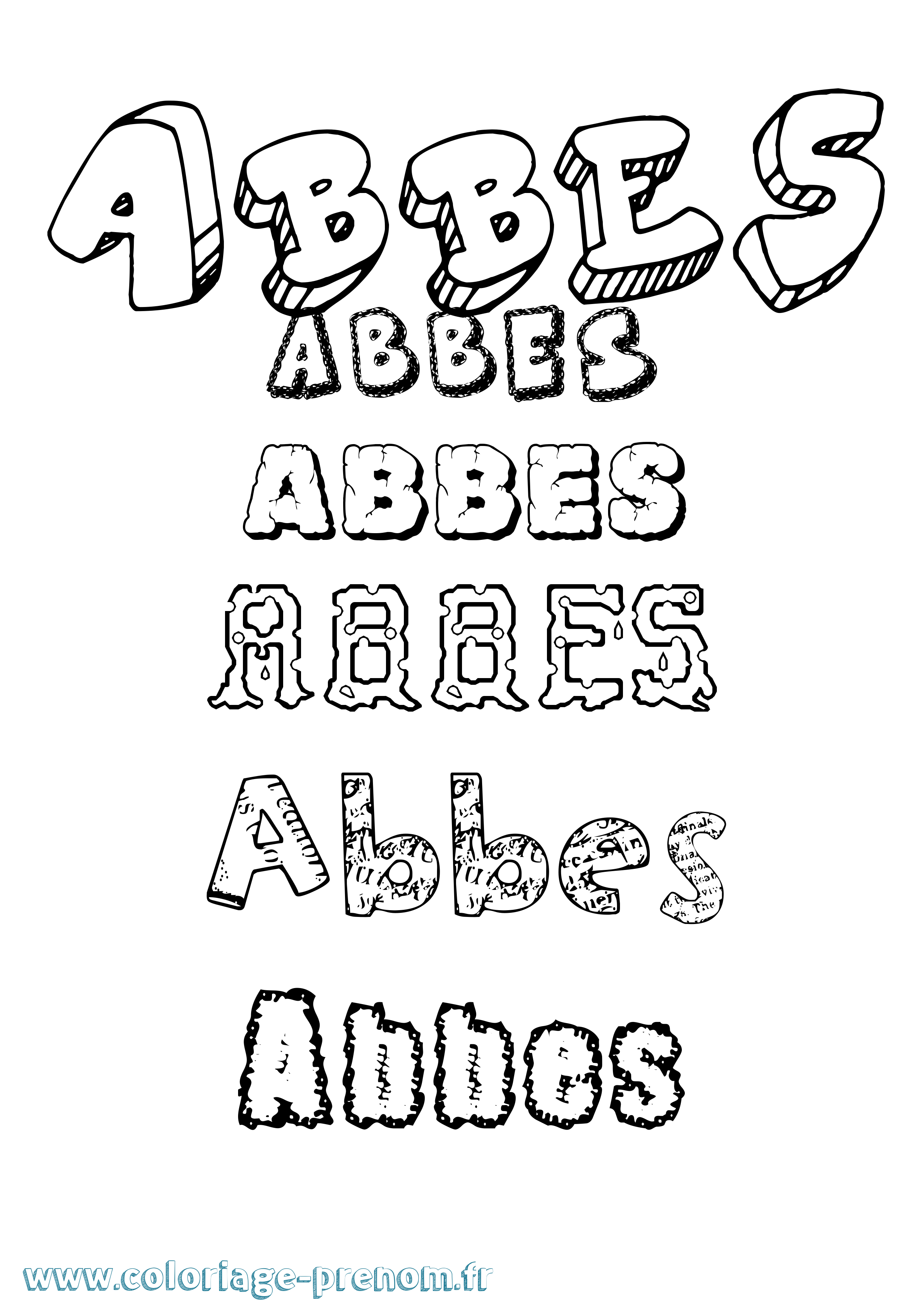 Coloriage Abbes Destructuré Coloriage prénom Abbes Destructuré