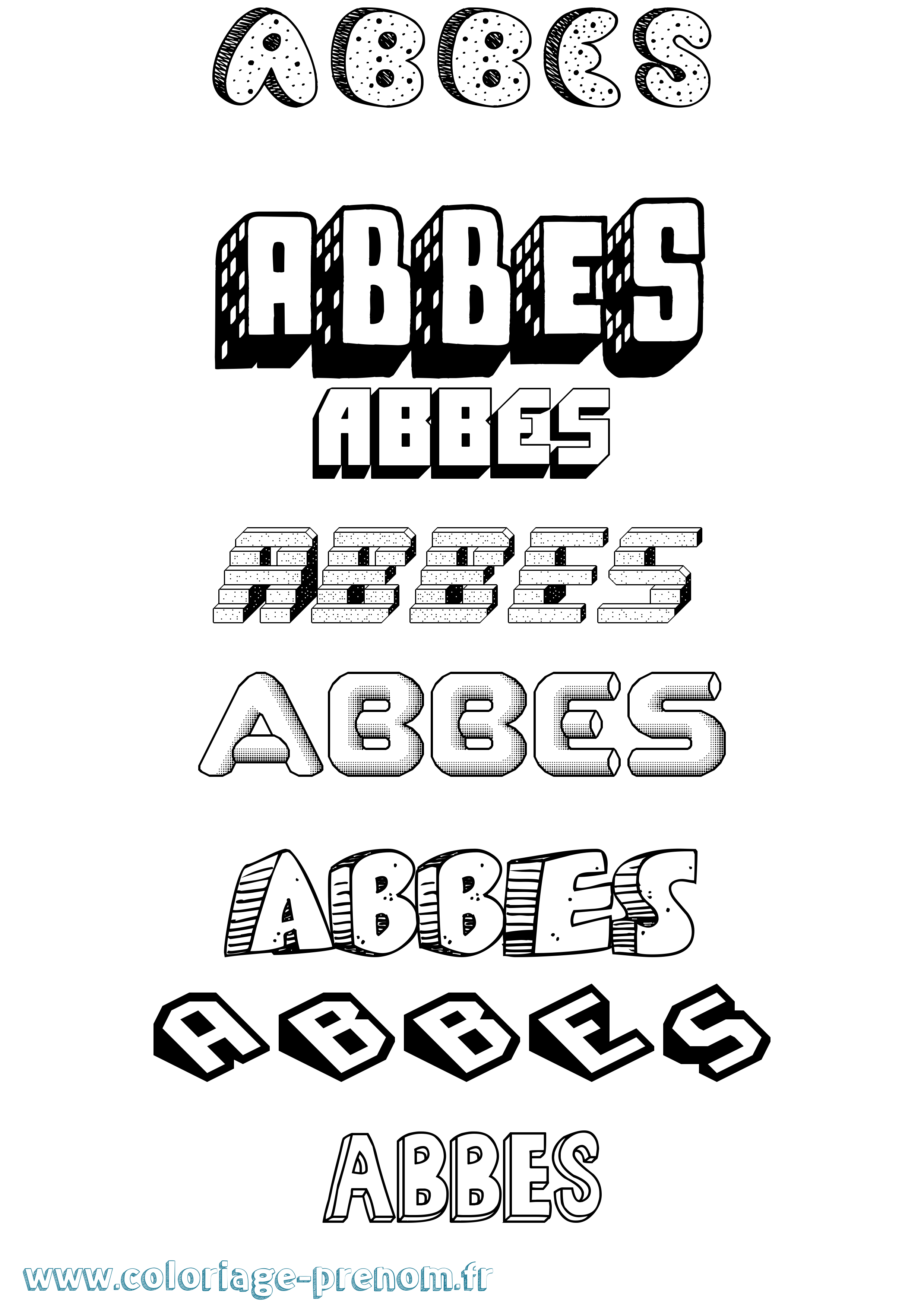 Coloriage Abbes Effet 3D Coloriage prénom Abbes Effet 3D