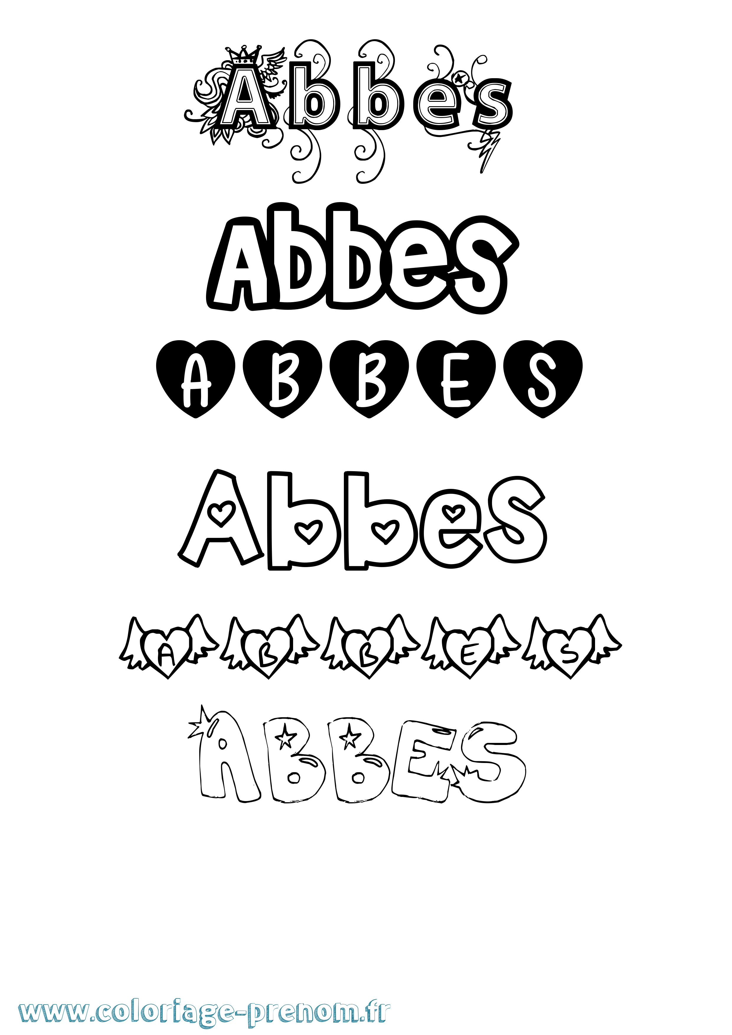 Coloriage prénom Abbes Girly