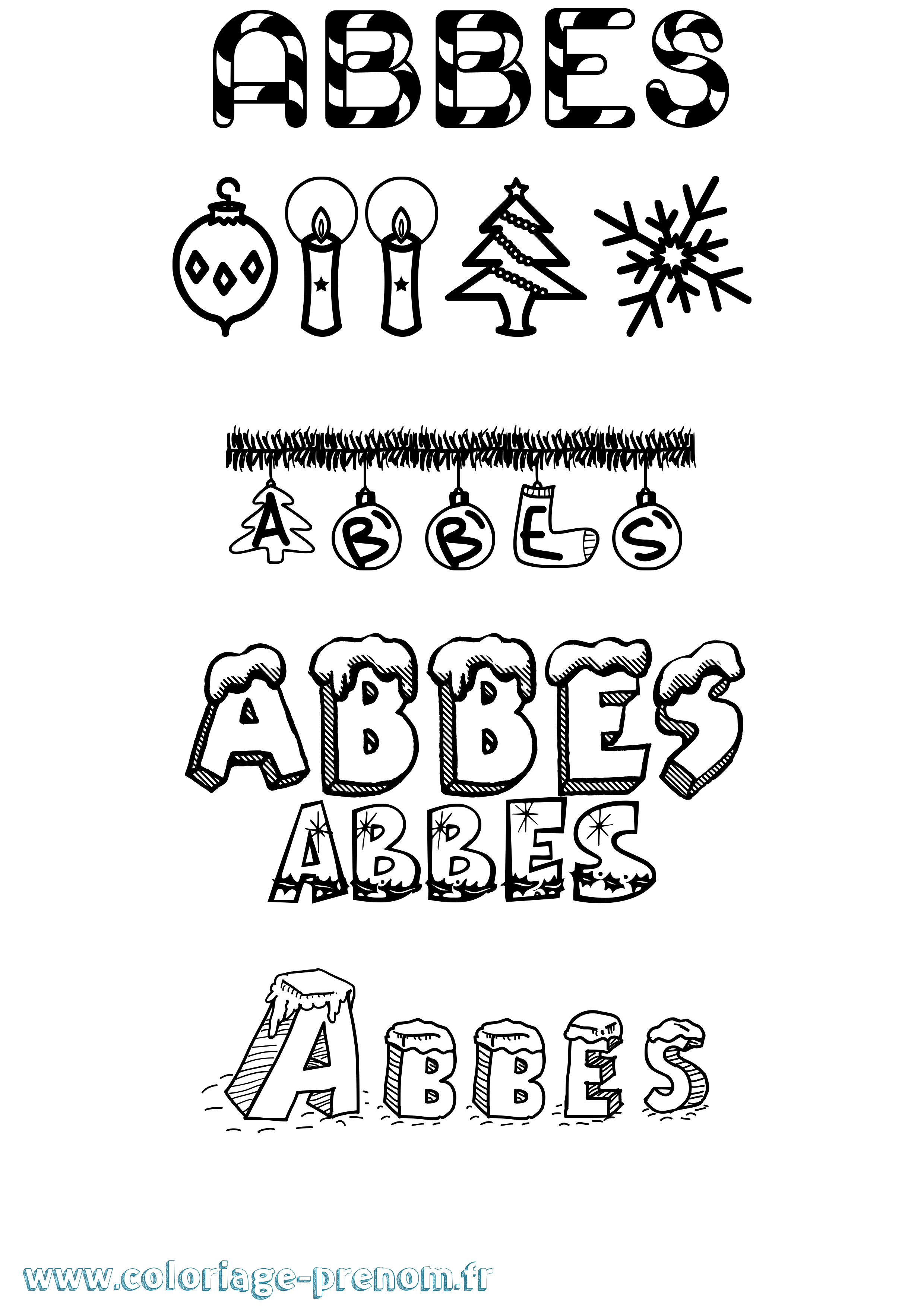 Coloriage Abbes Noël Coloriage prénom Abbes Noël